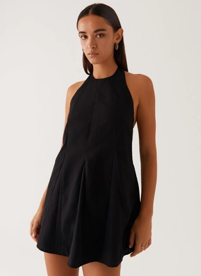 Avalon Halterneck Mini Dress - Black Cool Simplicity Feminine Design