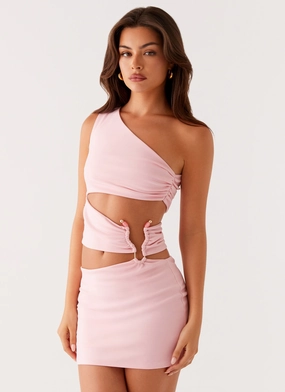 Fashion-forward day dress Chic Waistband Malli Cut Out Mini Dress - Pink