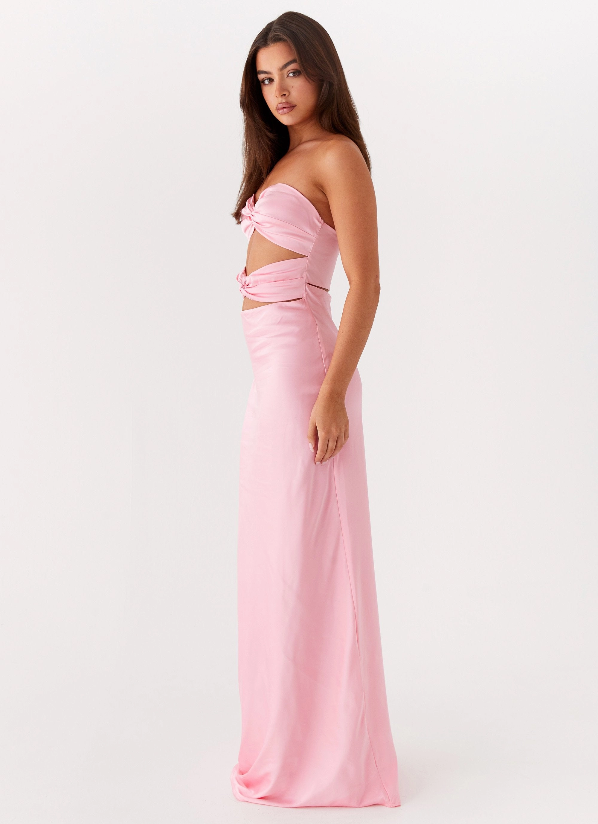 Relax Mode ReinforcedHem Tianna Strapless Maxi Dress - Pink
