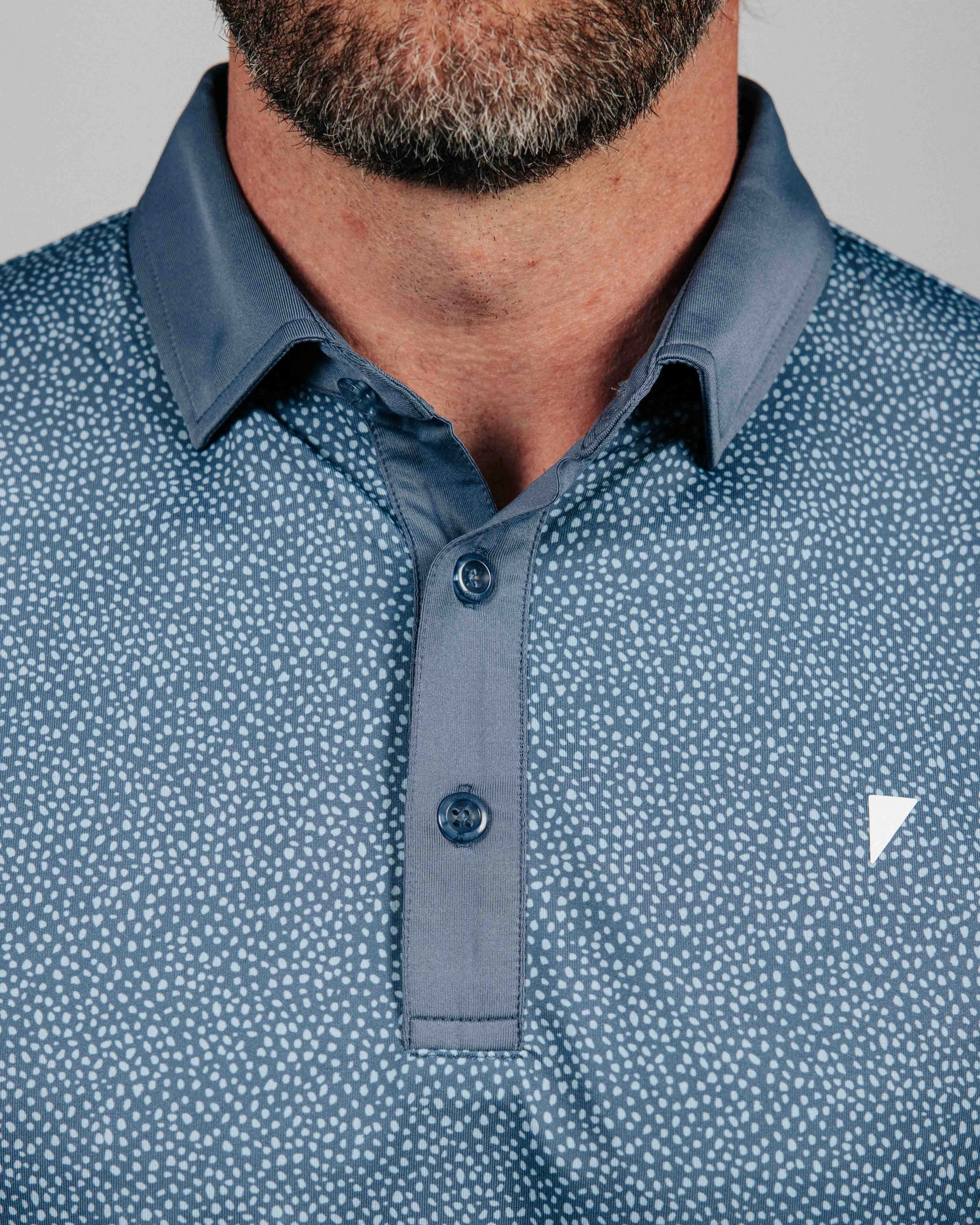 Layered Collar System Dusty Blue Pebble Classic Polo