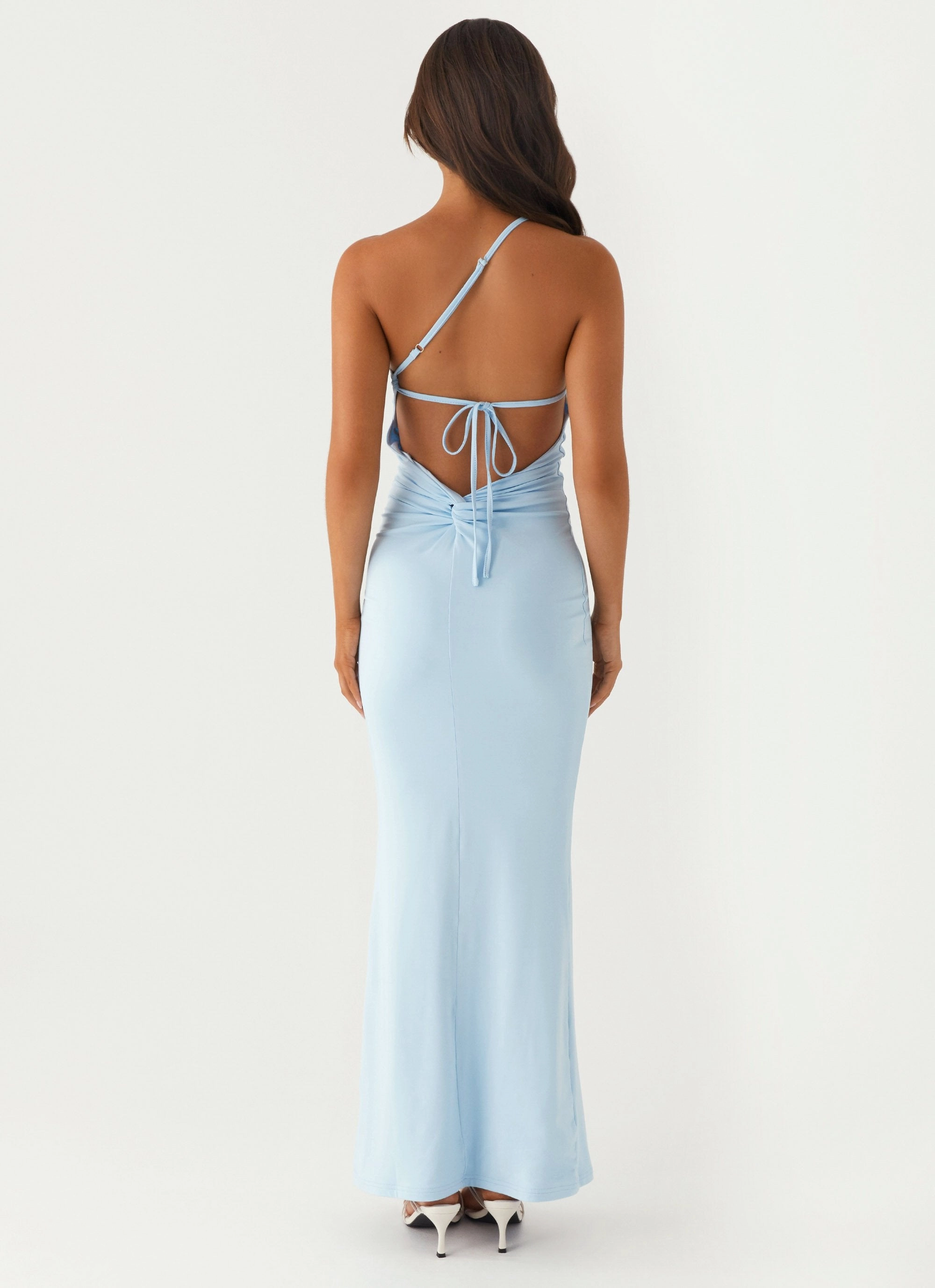 Claudia One Shoulder Maxi Dress - Blue Clean Outfit