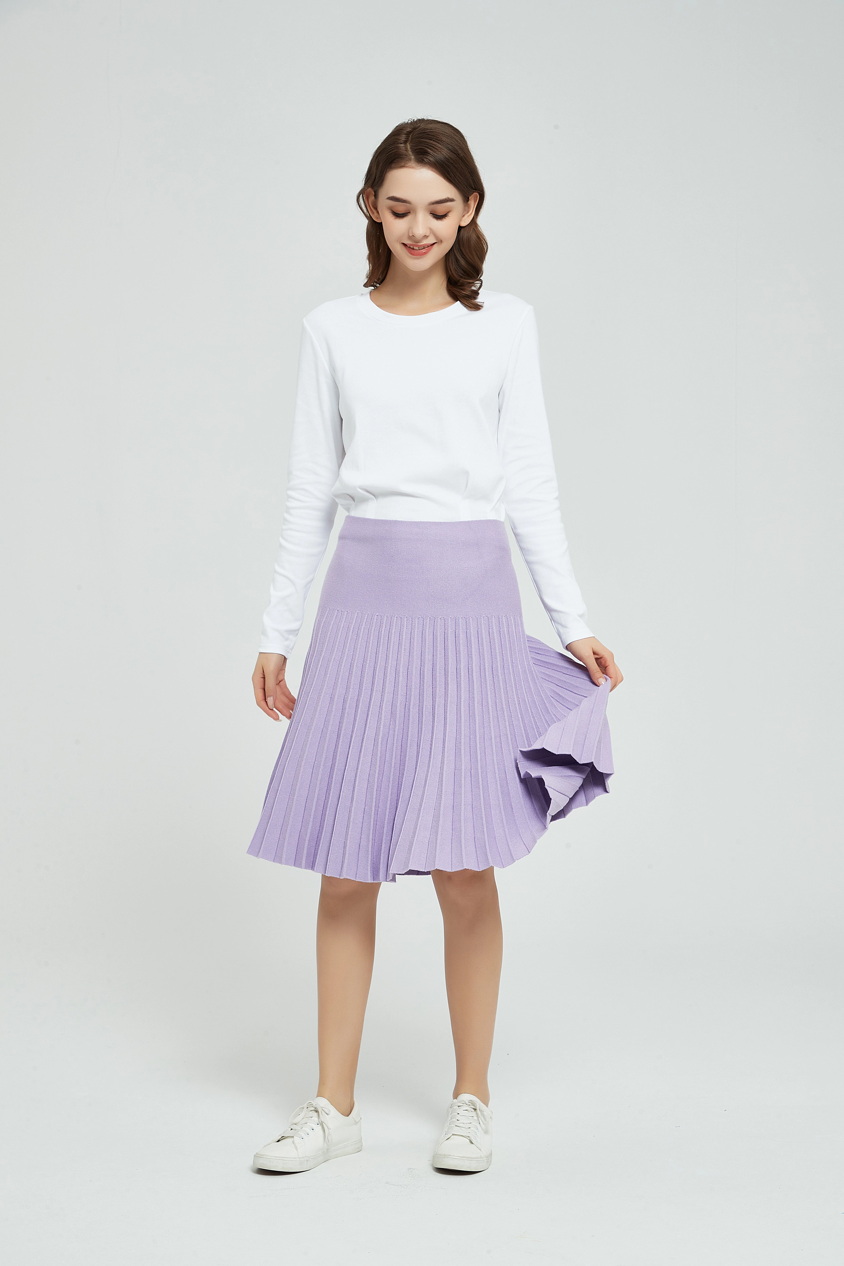 MM YEAR ROUND PLEATED - LAVENDER High Rise Comfortable Fit Look