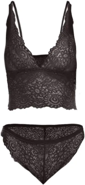 Comfy Underwear Men Bralette Panty Set Sexy Lingerie Lace and Bra Lace Bodysuit Women Men Boxers Briefs (Black, XXL)