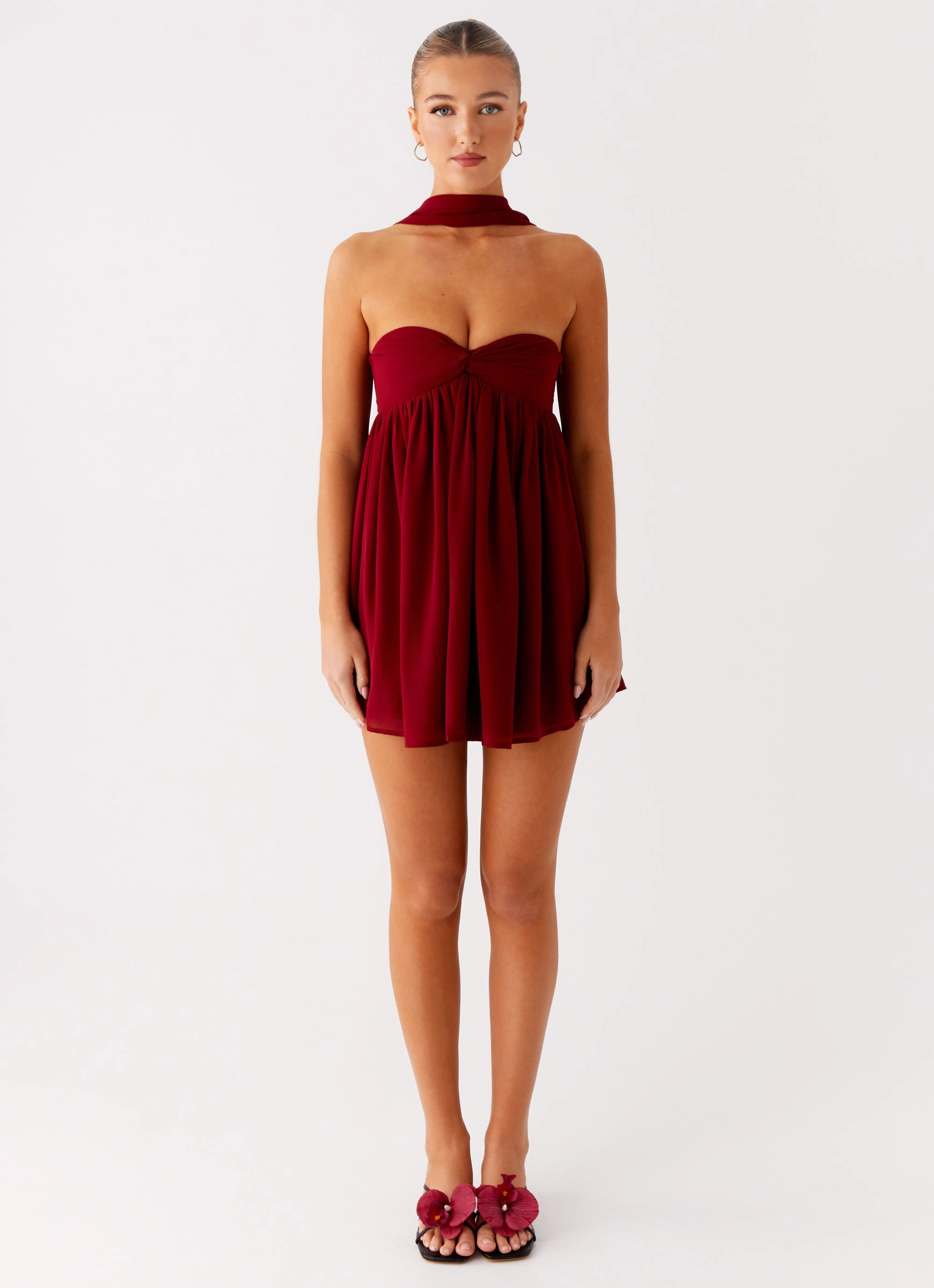 Saturn Mini Dress - Maroon Shine Soft