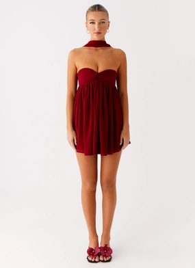 Saturn Mini Dress - Maroon Shine Soft