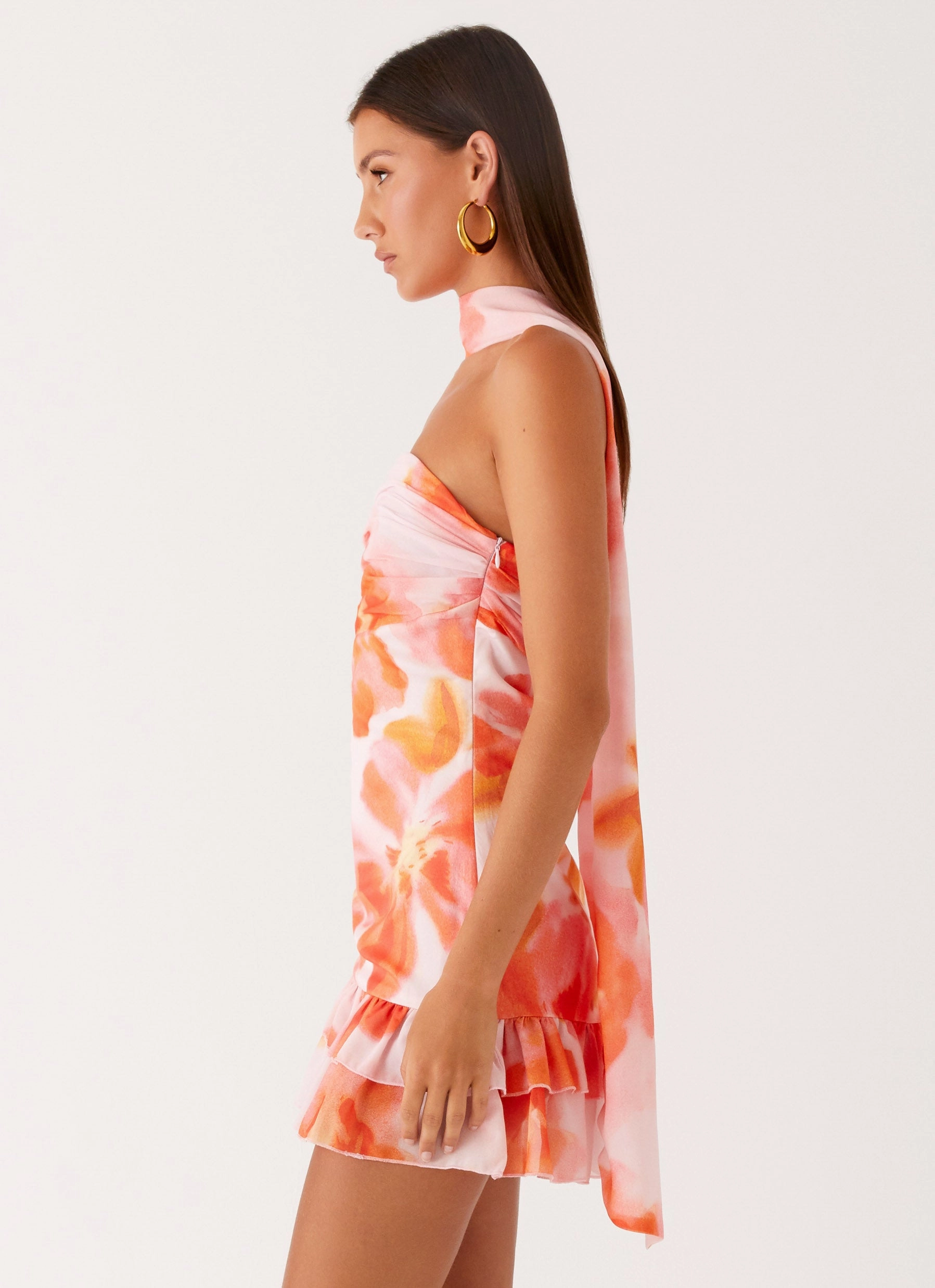 Manon Scarf Mini Dress - Blushing Blossom Subtle design Flattering Waist