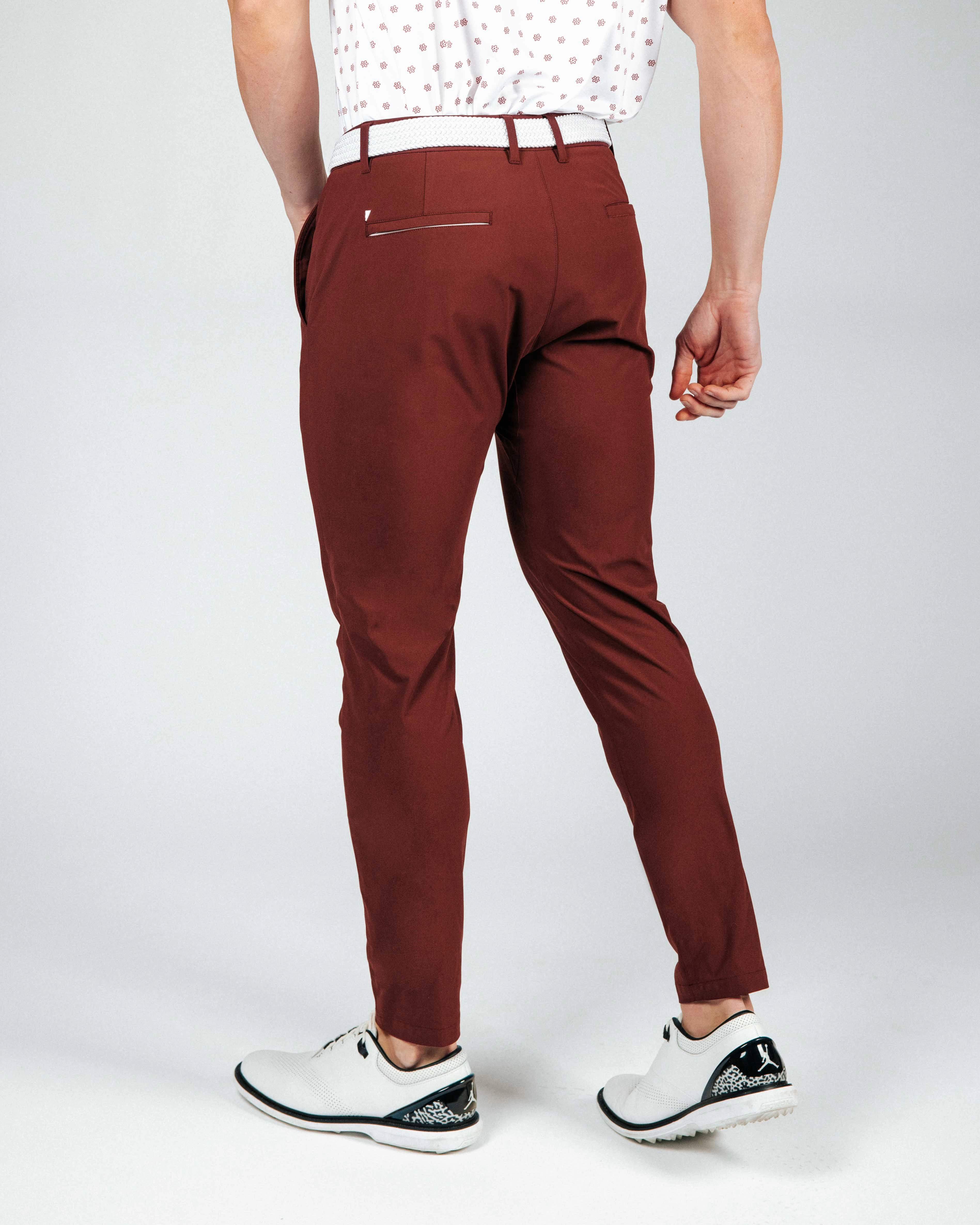 Stretch Support LowProfileTopstitching Wine Traditional Pants