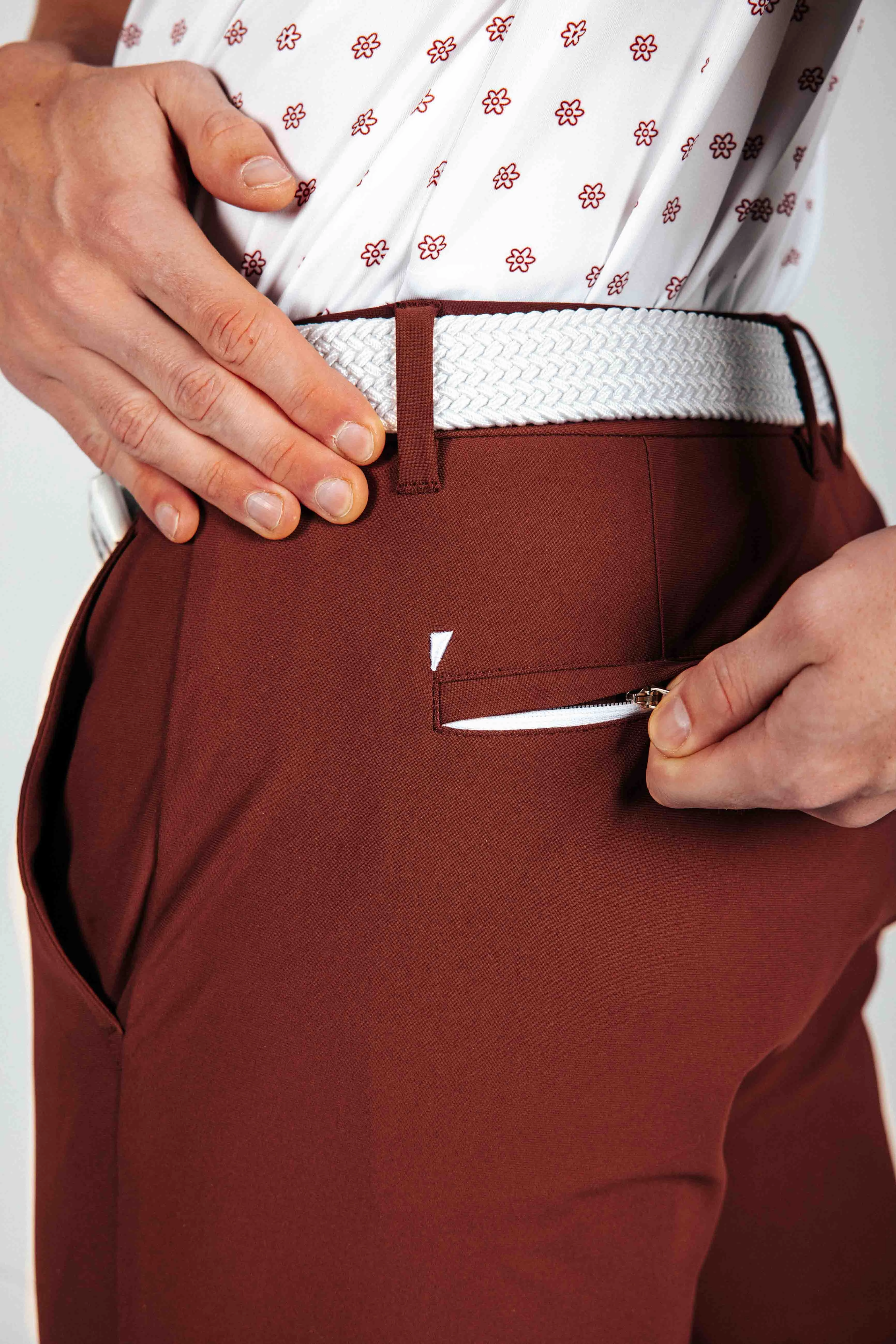 Wine Traditional Pants TaglessDesign FrictionResistantEdging