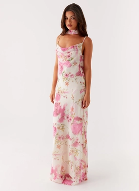 Spencer Maxi Dress - Ivory Floral Print Casual Chic Trendy Piece