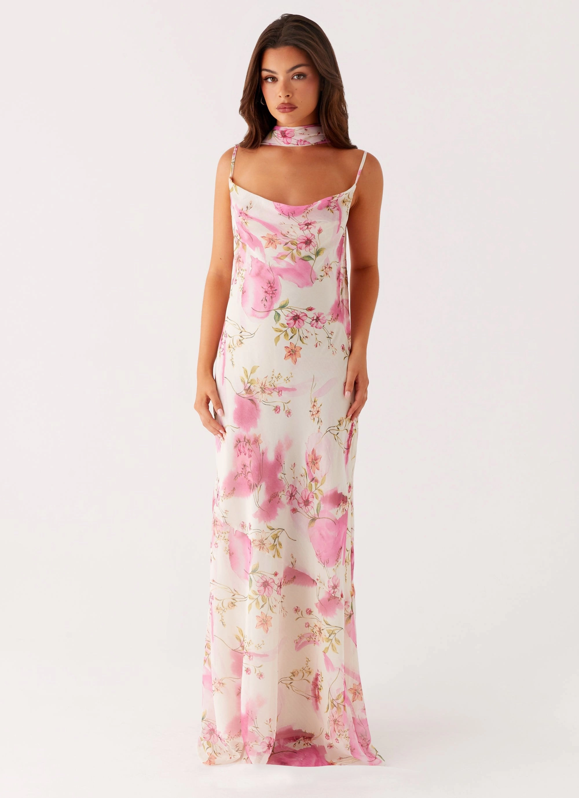 Scandi Light sophisticated appearance Spencer Maxi Dress - Ivory Floral Print