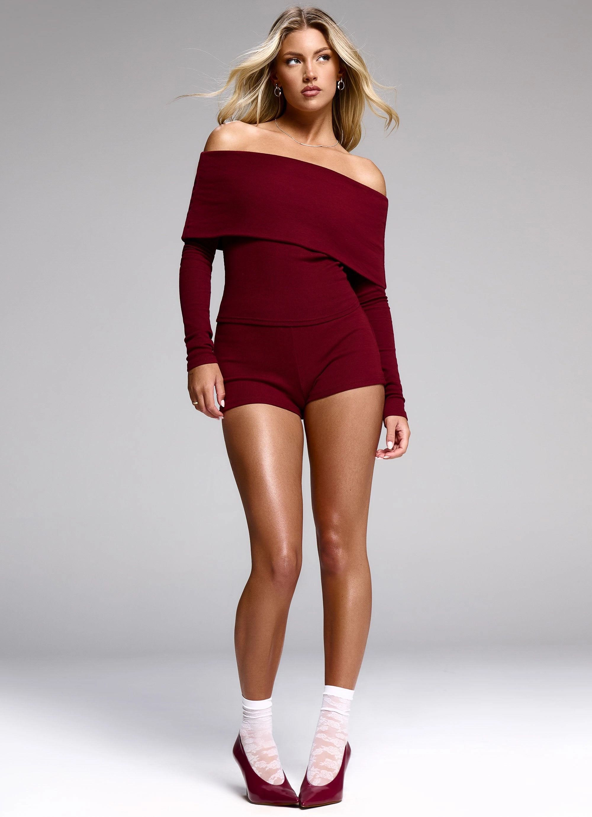 Spectate Mini Shorts - Maroon SeamlessPockets Laser Cut Perforations