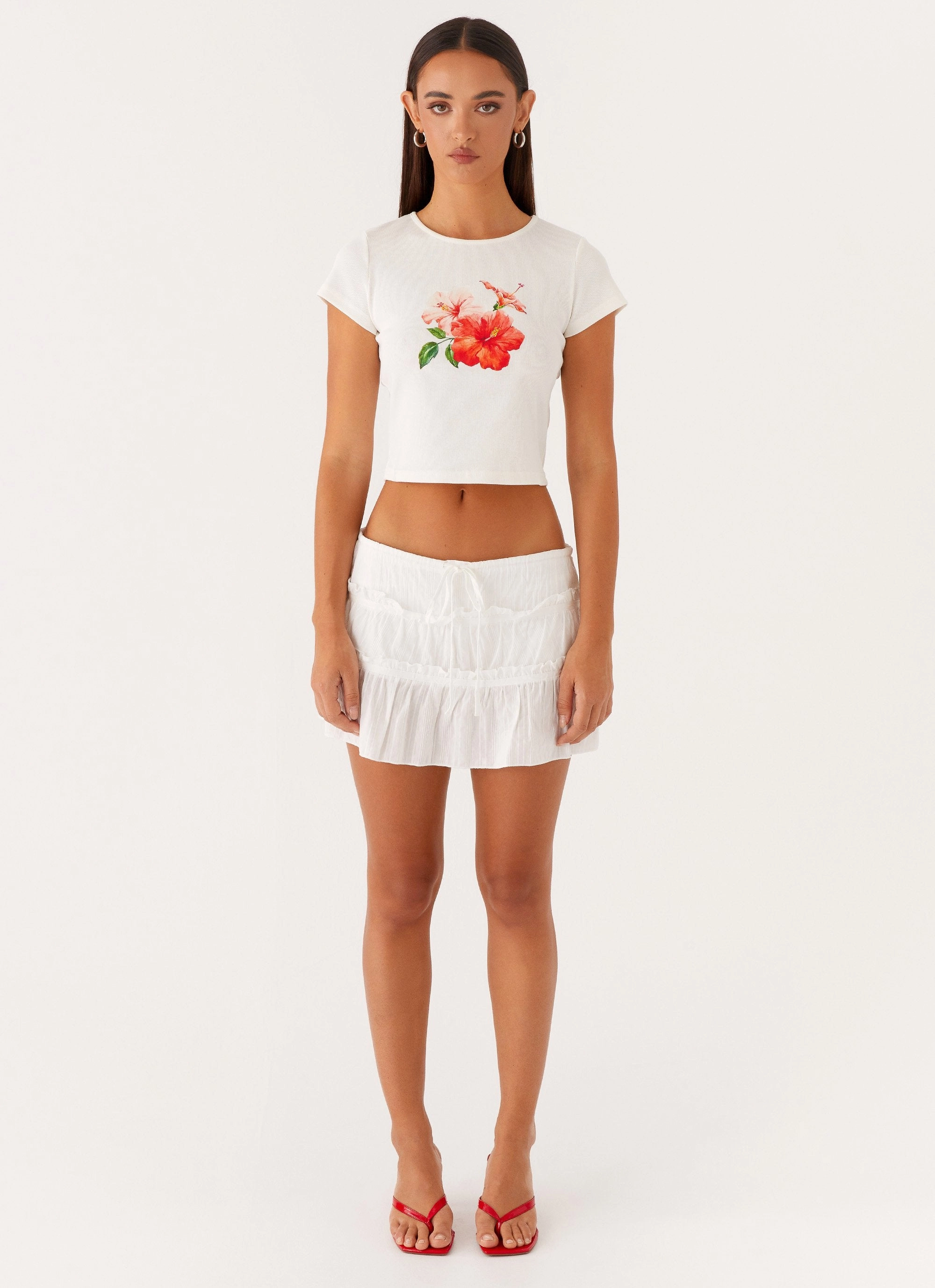 Nicolette Ruched Skort - White Core Comfort