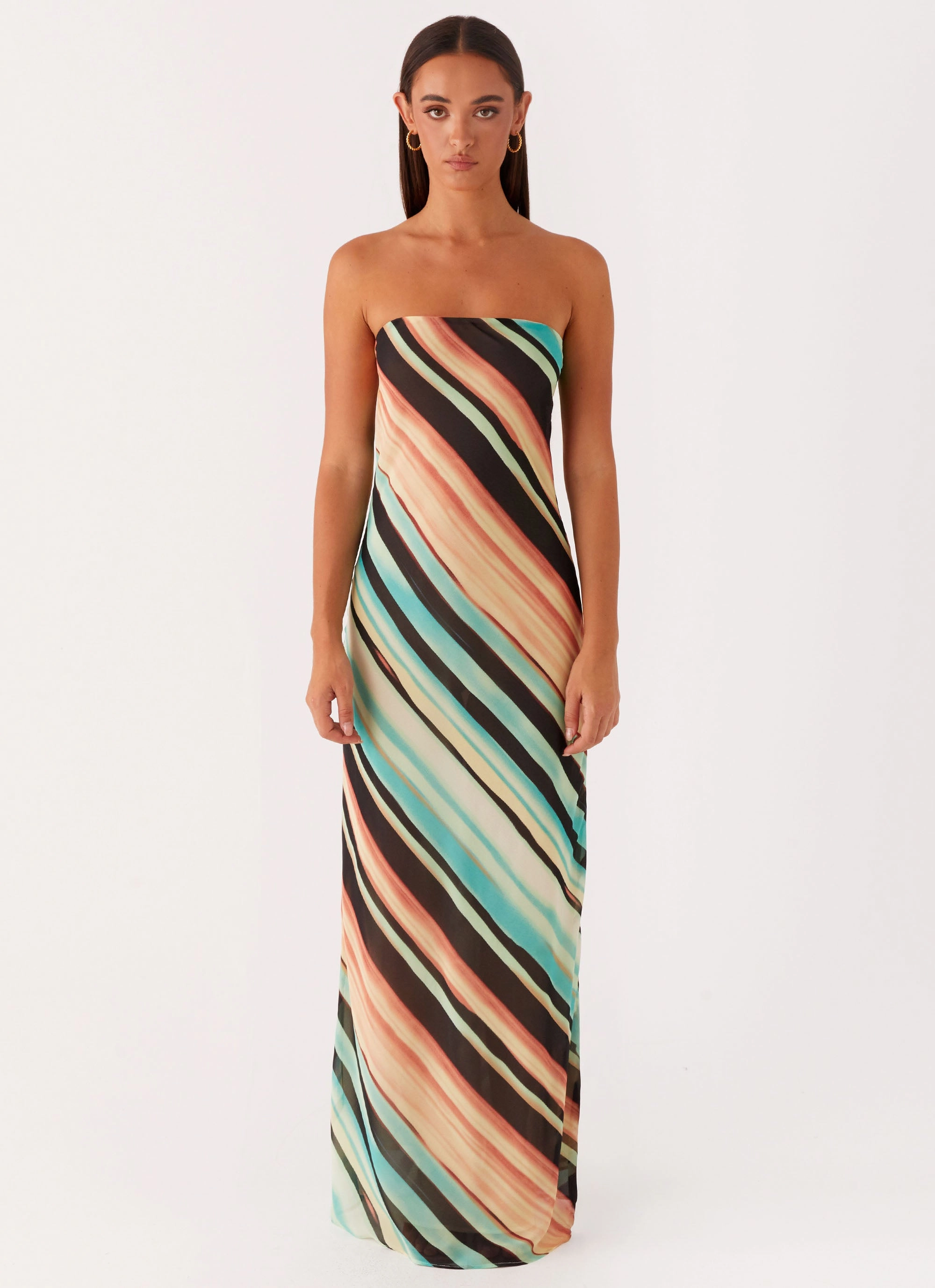 Ruched-Detail SeamlessConstruction Como Maxi Dress - Stripe