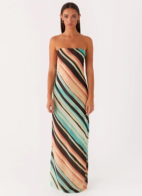 Ruched-Detail SeamlessConstruction Como Maxi Dress - Stripe
