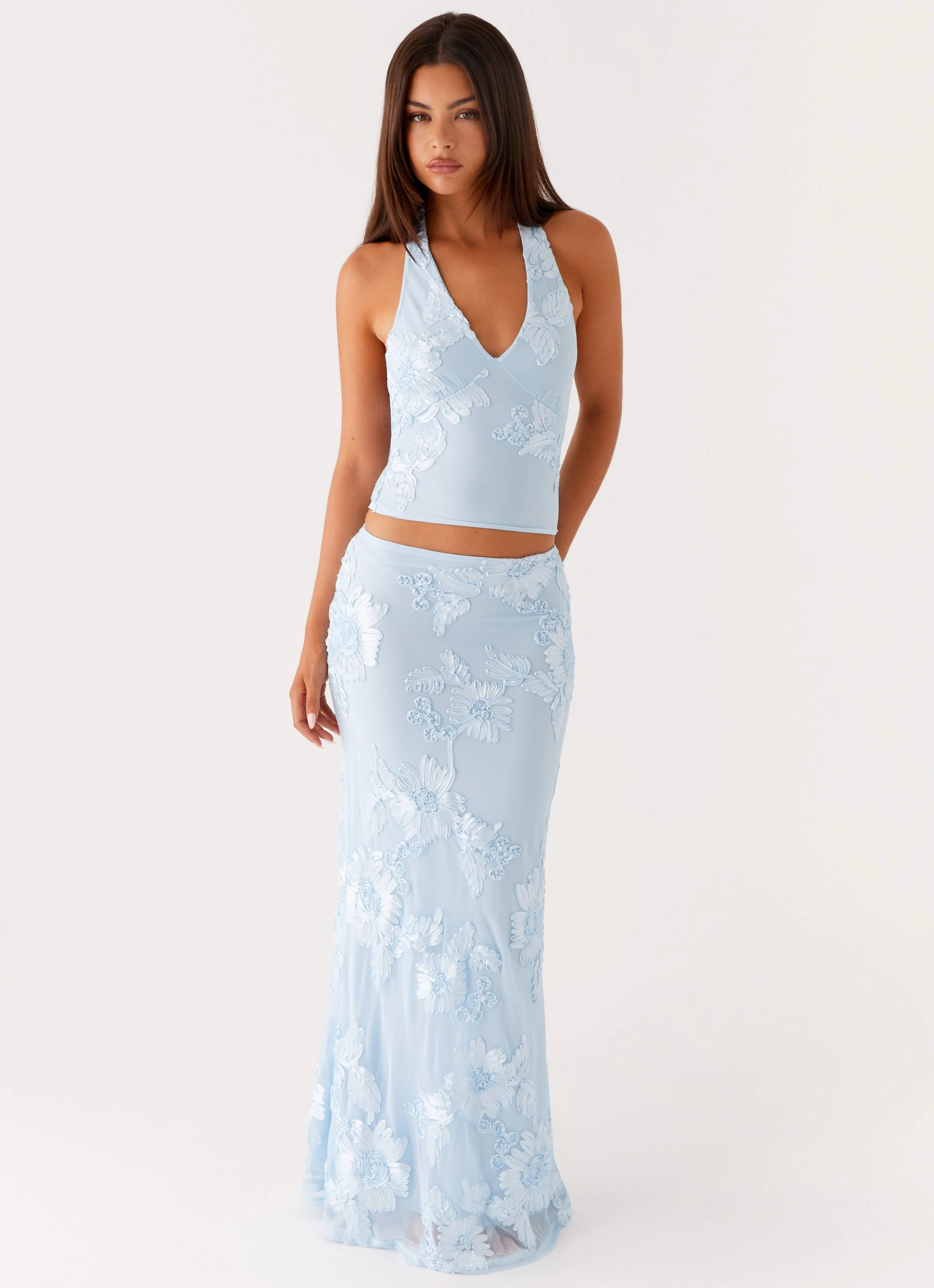 Radiate Halterneck Top - Blue Zero Waste Production Label PreShrunkFabric