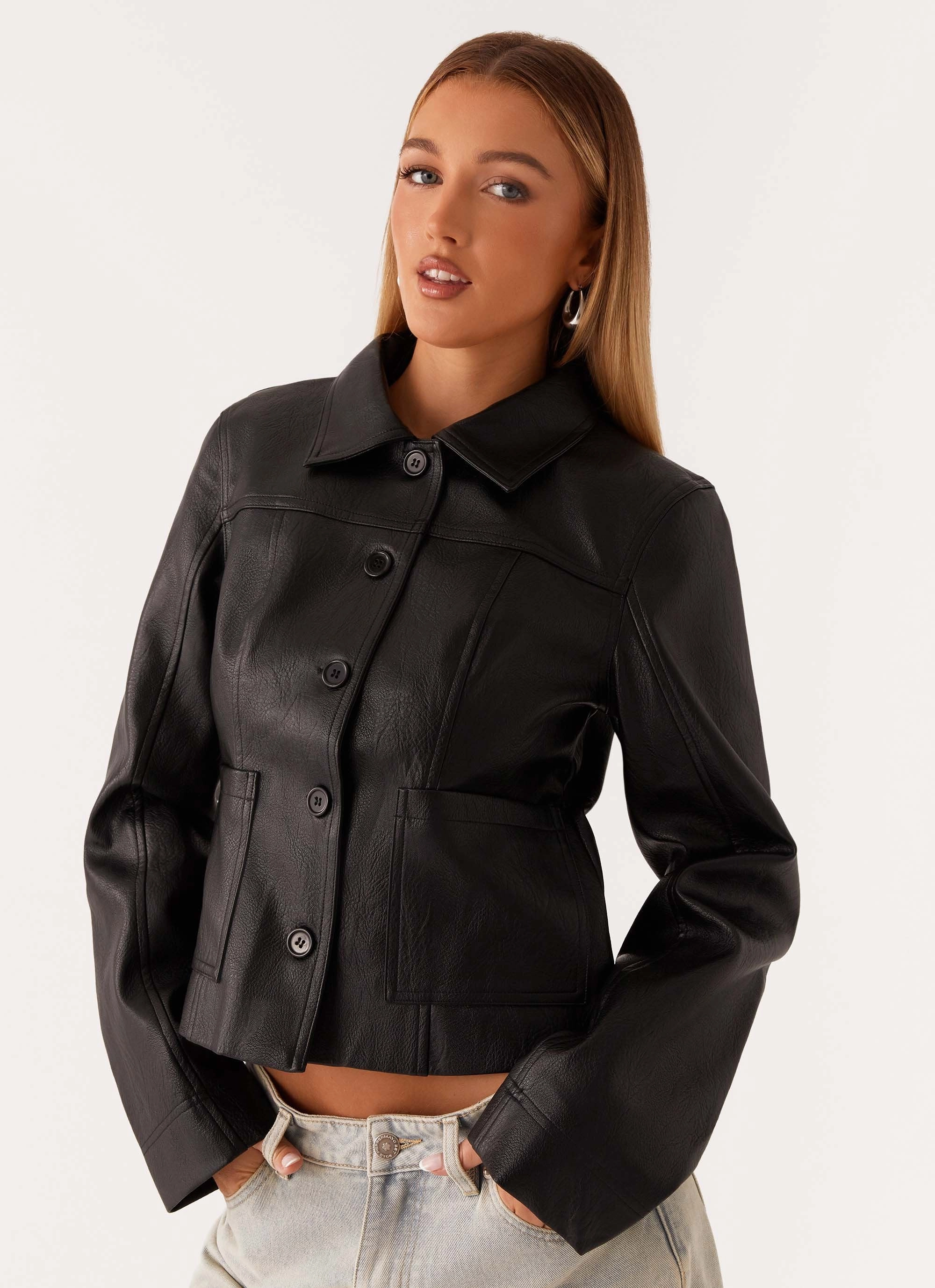 Weekday Street Look Verona Faux Leather Jacket - Black