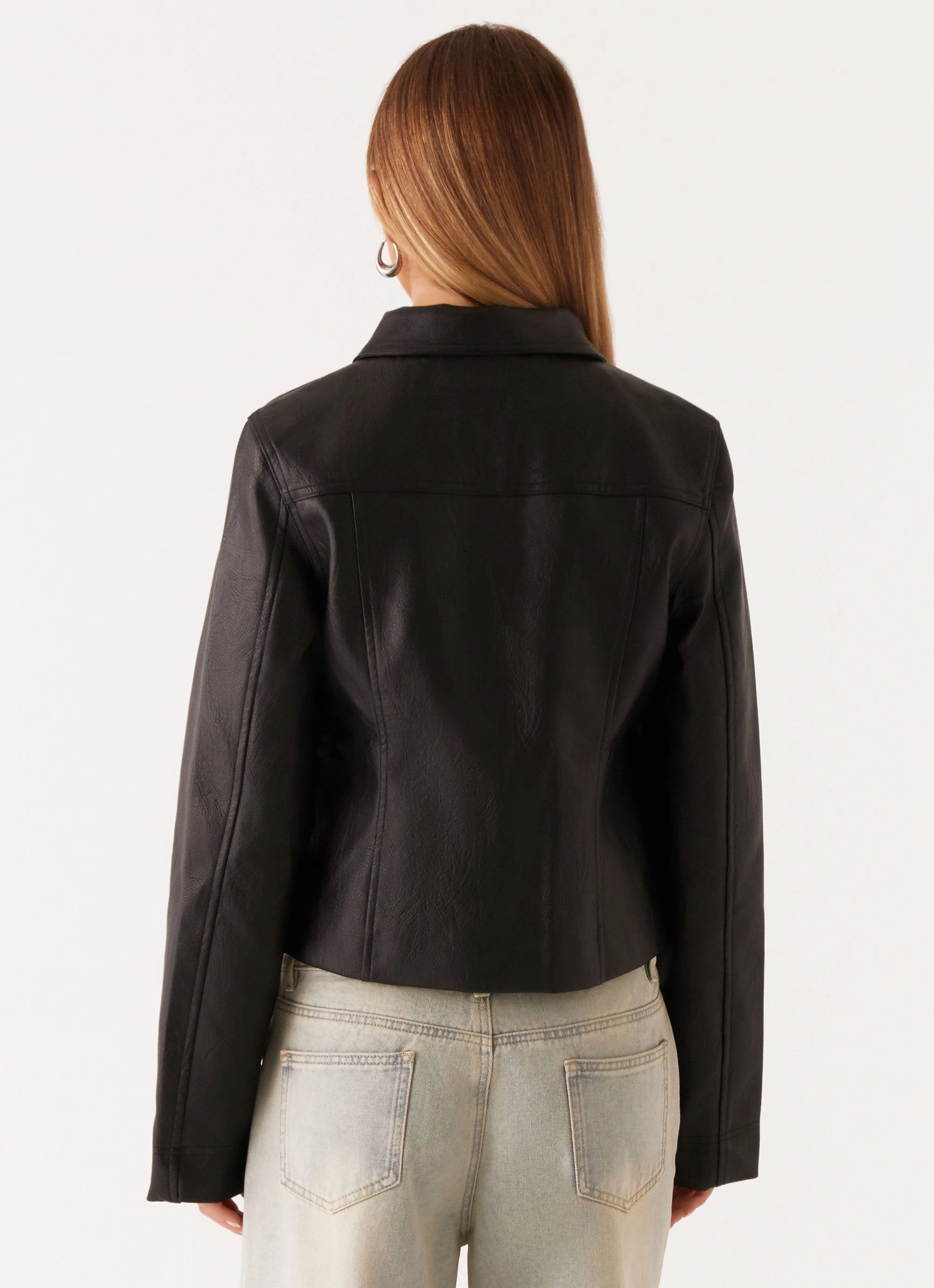 Verona Faux Leather Jacket - Black LightweightConstruction Insulated Lining