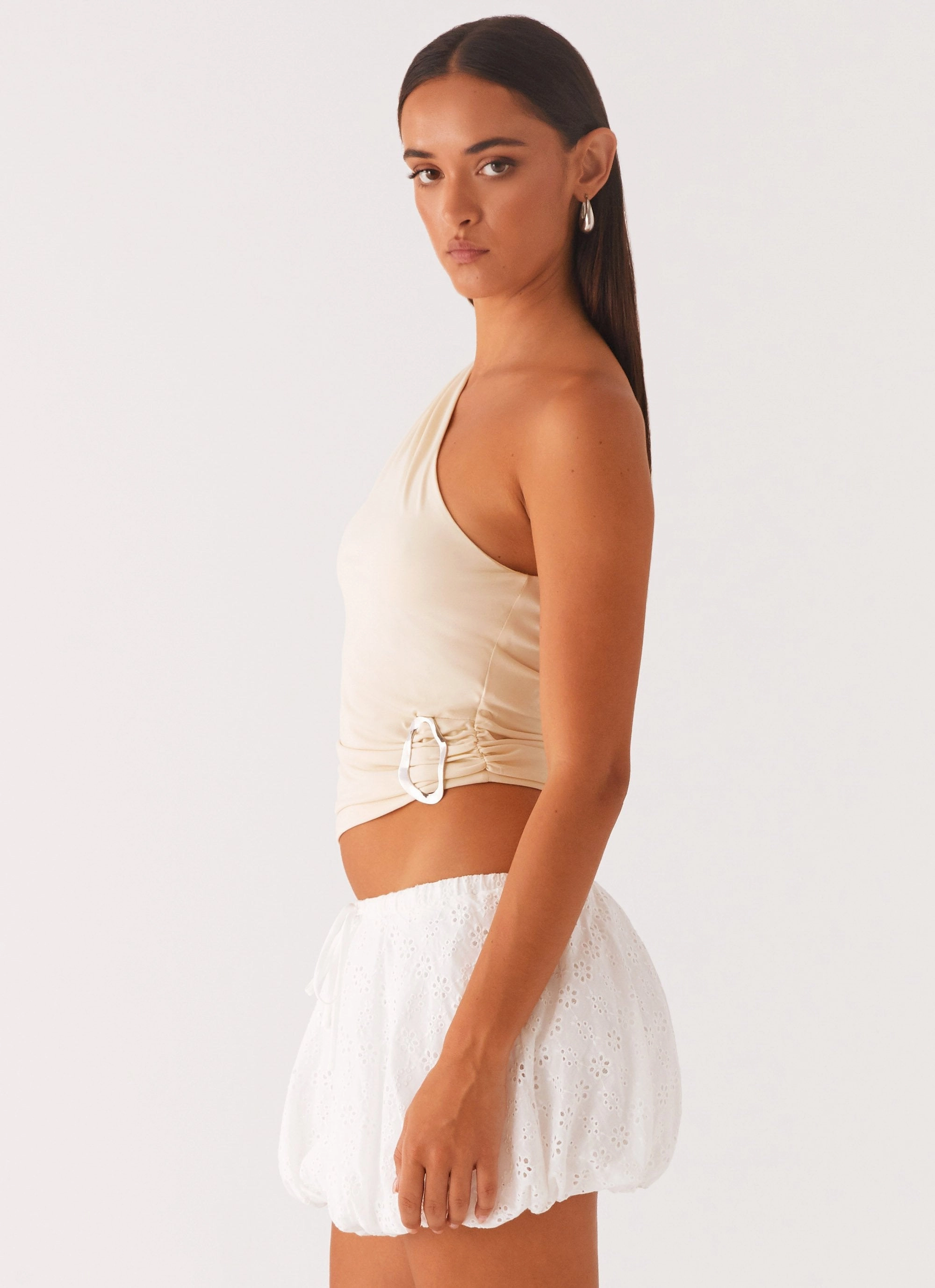 Antimicrobial Finish Hathaway One Shoulder Top - Lemon