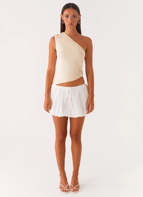 Hathaway One Shoulder Top - Lemon Thermoregulating Fabric EthicallySourced