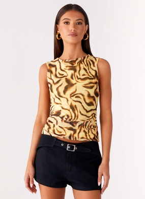Thermal Insulation Layer TearResistant On Read Tank Top - Yellow Zebra