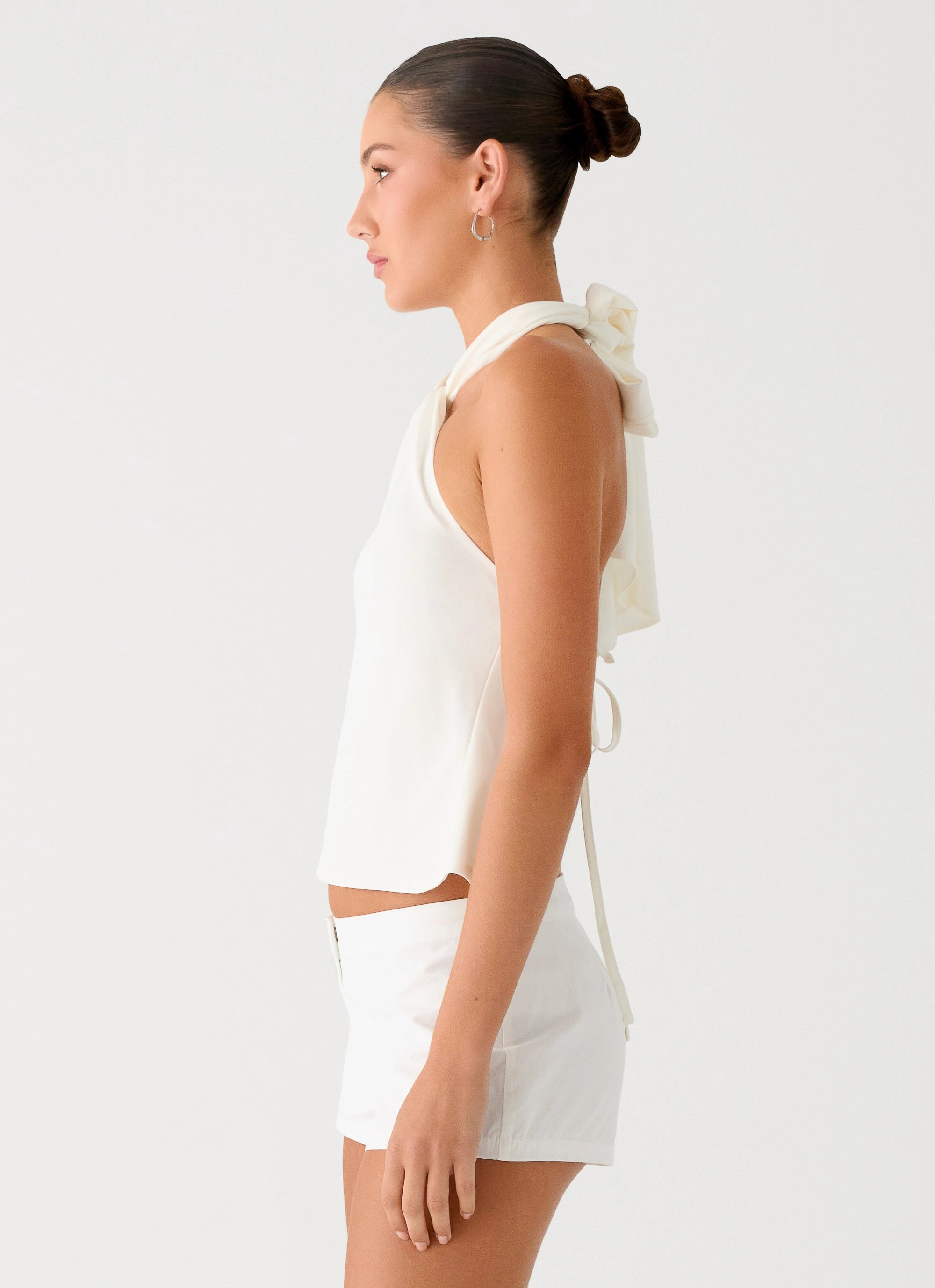 Maddox Scarf Top - White StaticResistant Material Snag Resistant Fabric