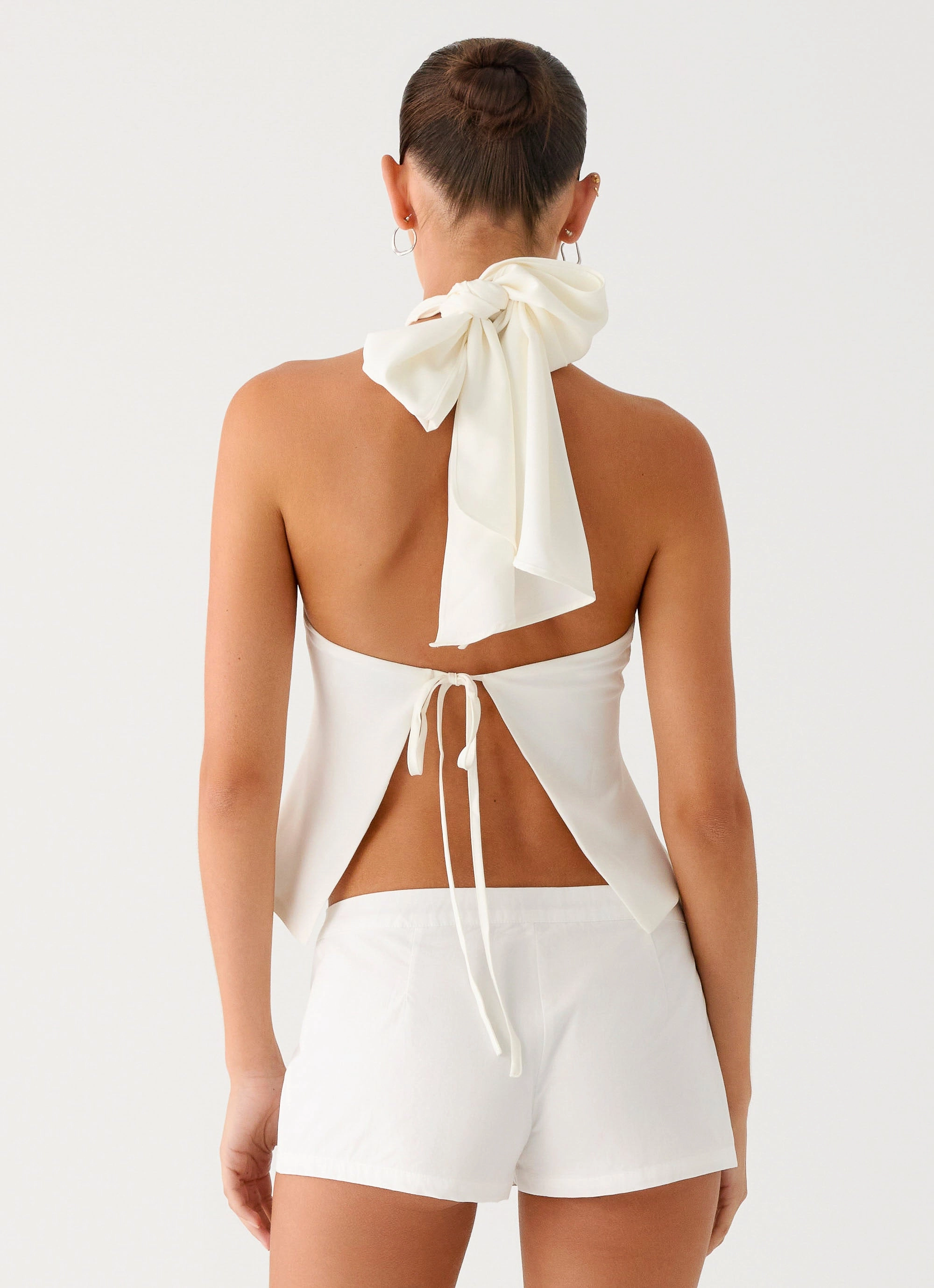 DropShoulderConstruction Maddox Scarf Top - White