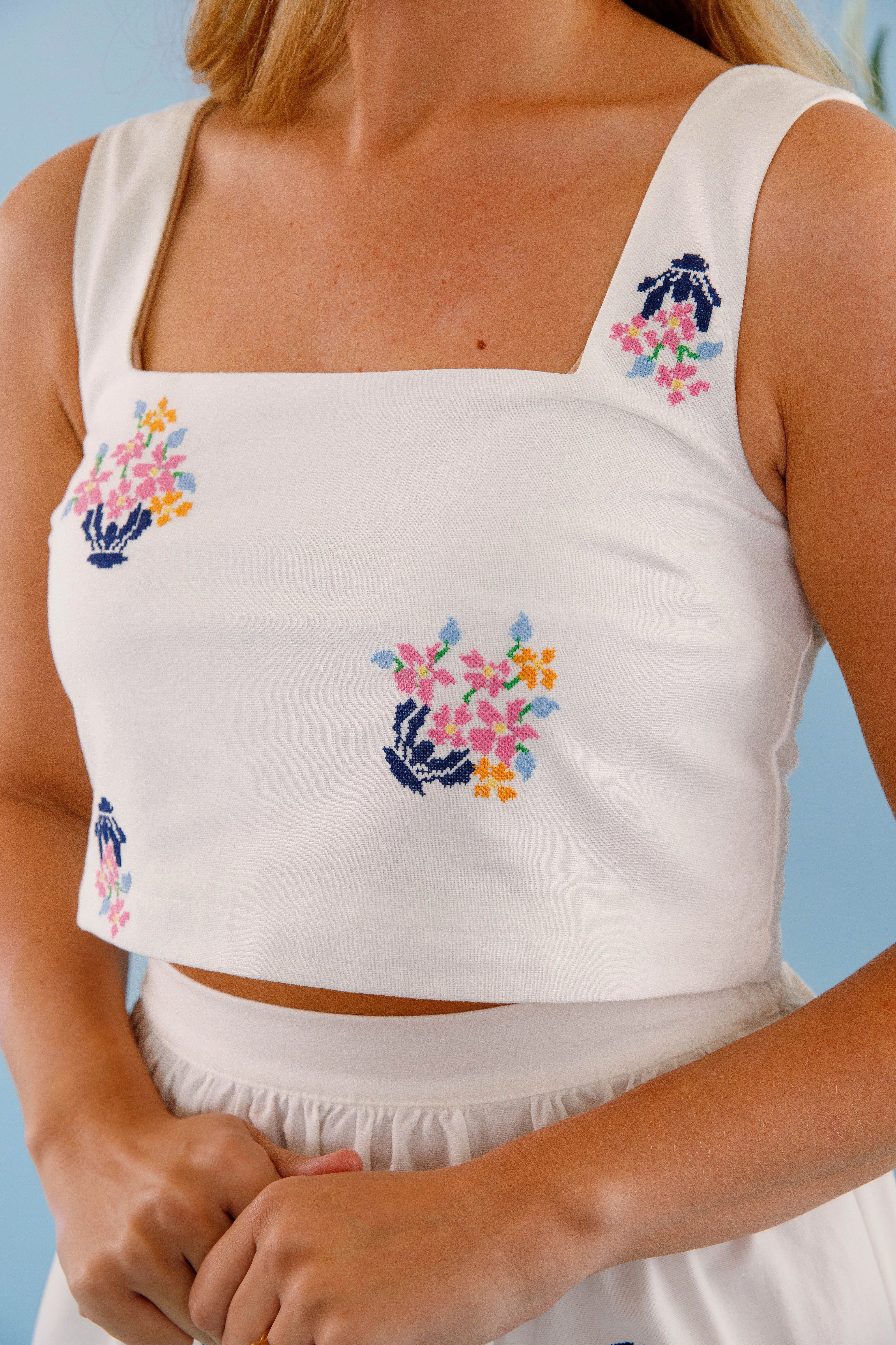 All My Problems Solved Crop Top Rolled Hem Finish