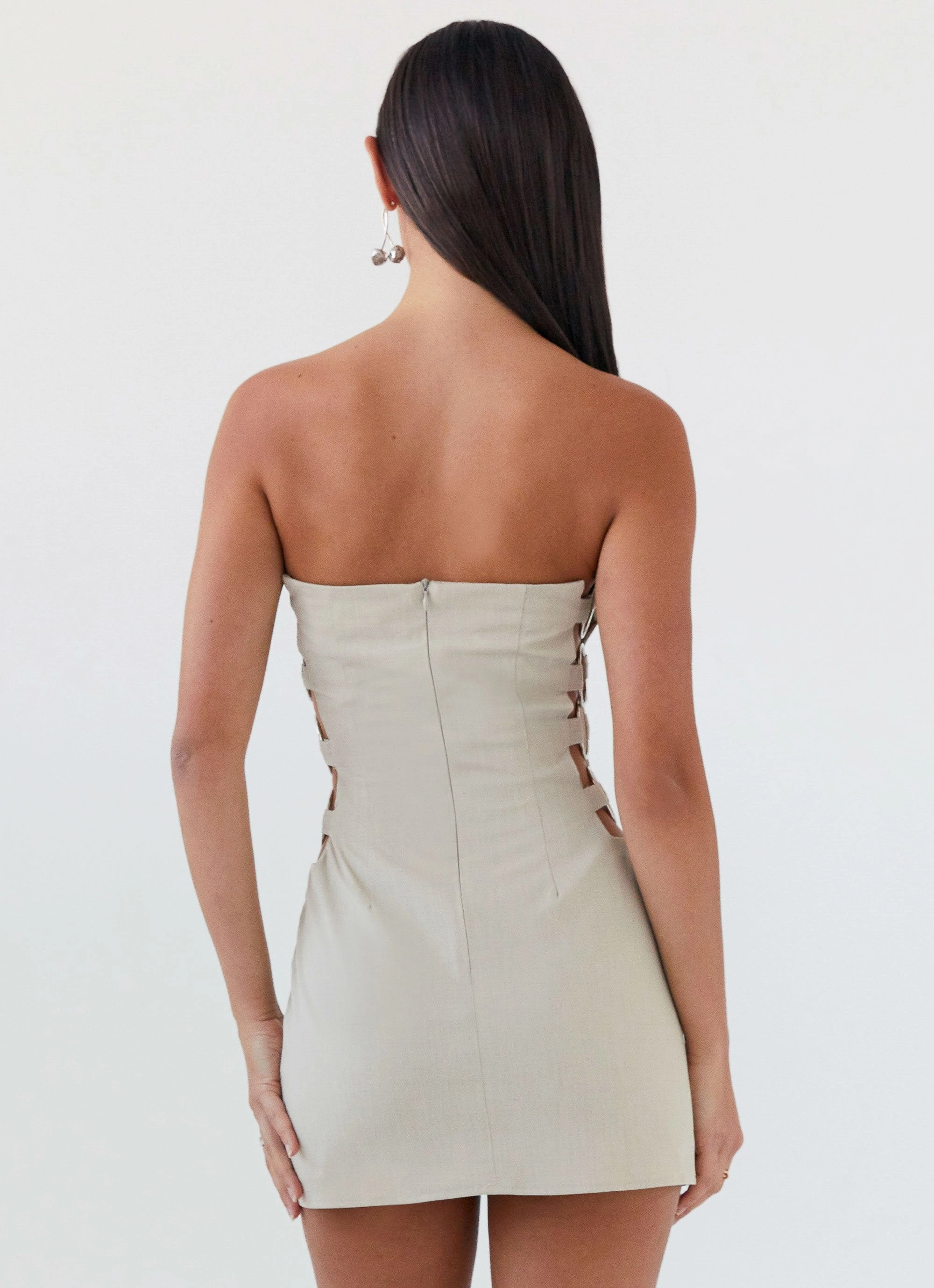 Conceited Strapless Mini Dress - Sand Mood Look