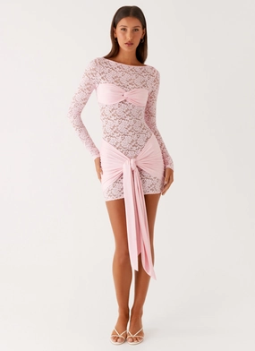 Consie Long Sleeve Mini Dress - Pink Polished look dress