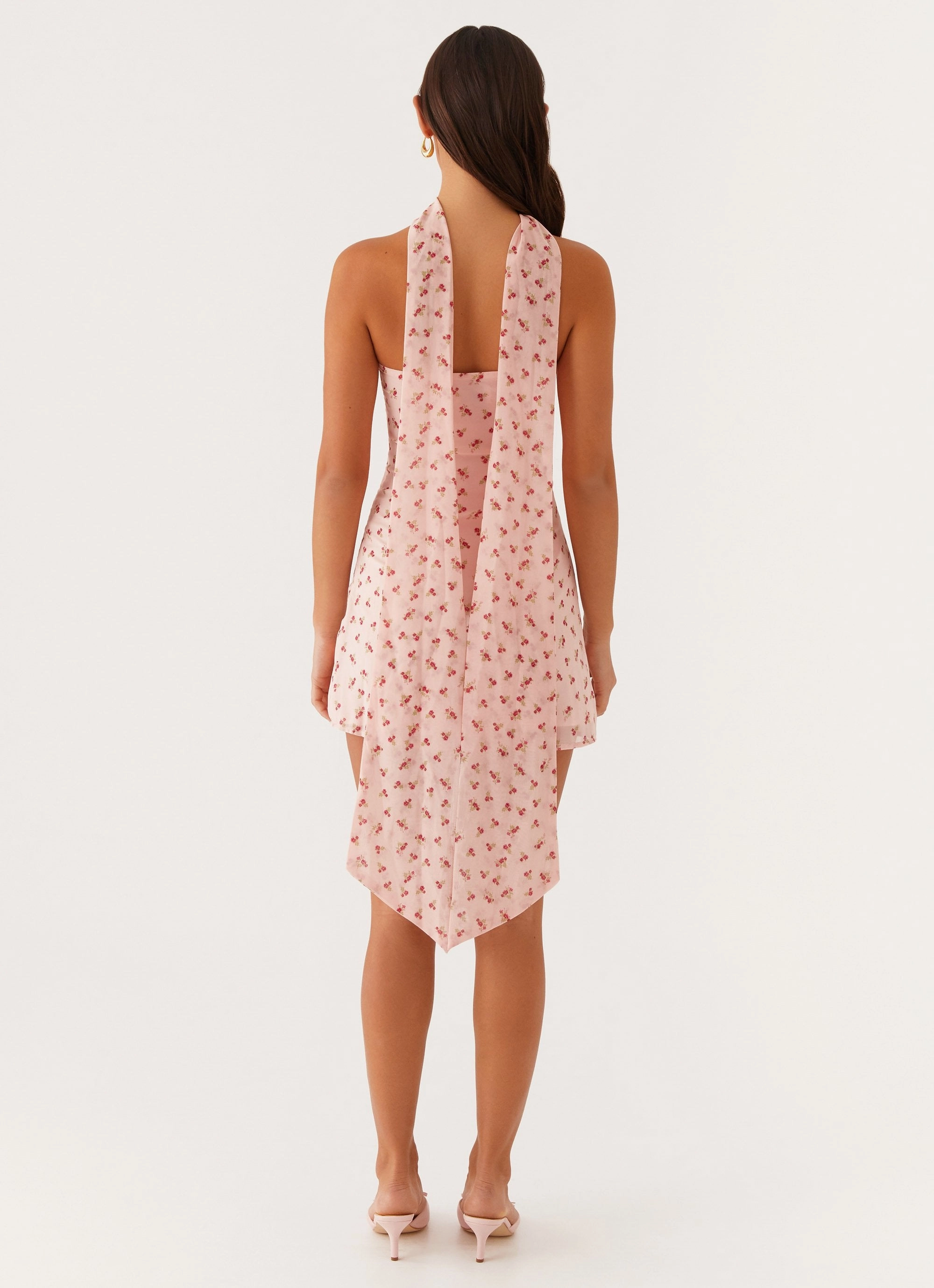 Kiesha Strapless Scarf Mini Dress - Pink Flower Comfy Shape