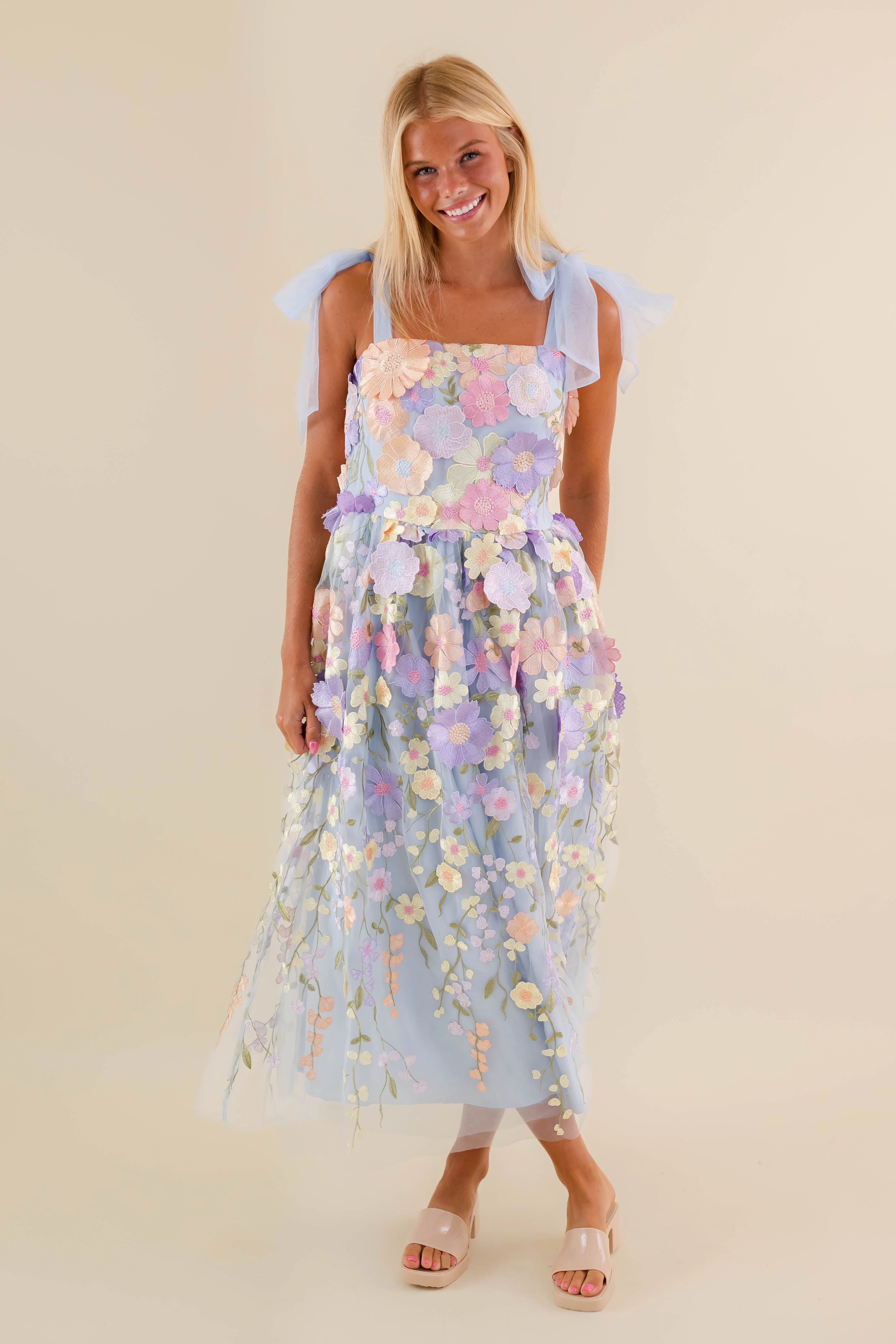 Classic Romance 3D Flower Maxi Dress Relax Appeal