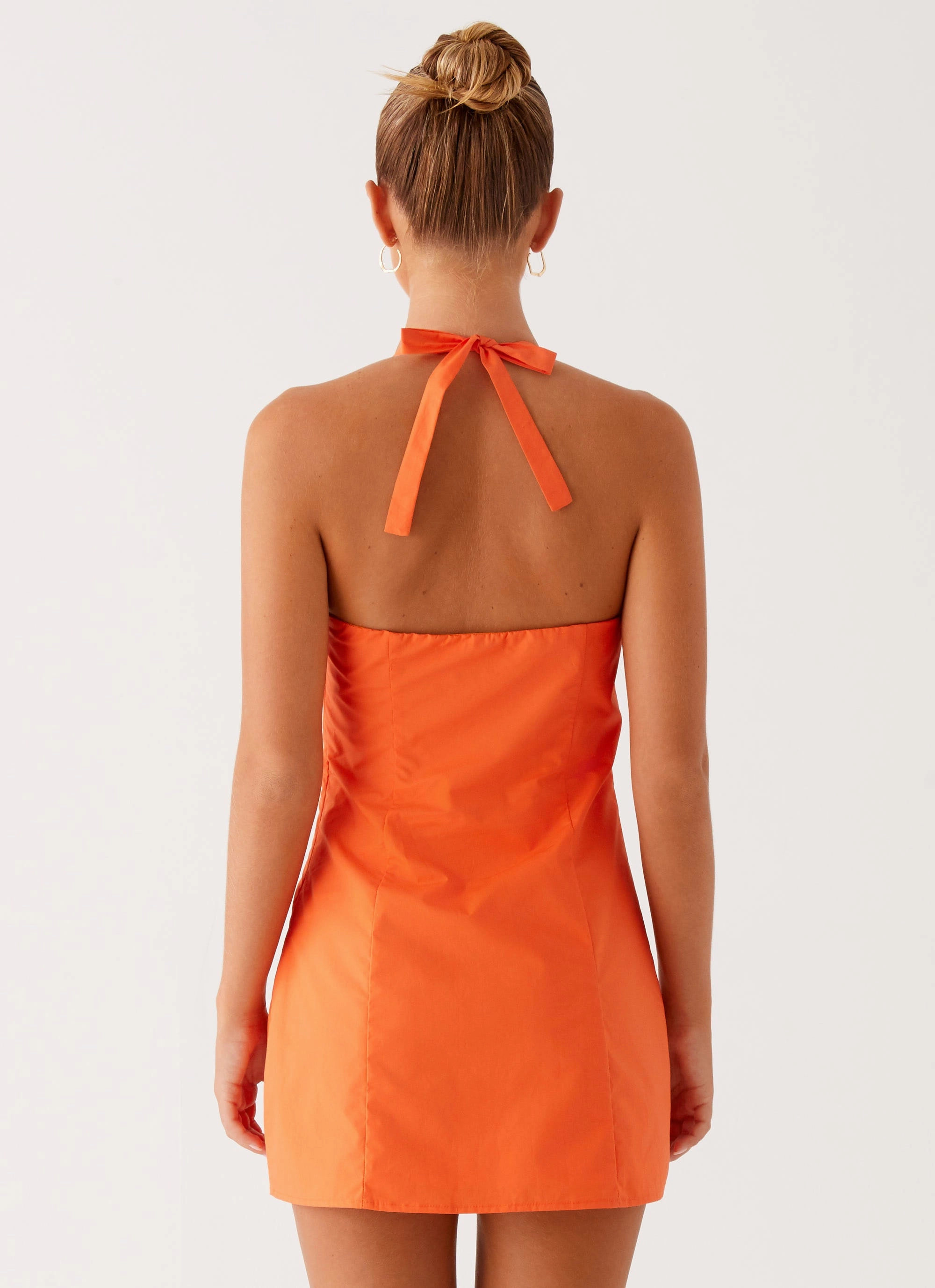 Flattering Comfort Wear Shine Dressy Contessa Halter Mini Dress - Orange