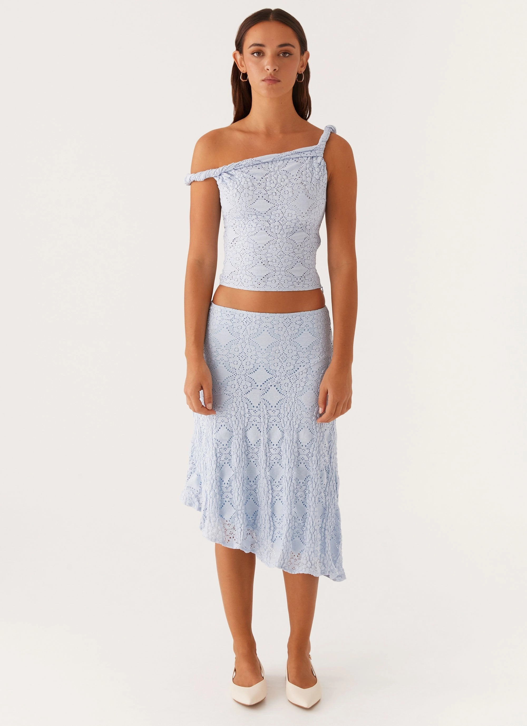 Athletic Look Breathable Construction Diamond Sky Top - Blue