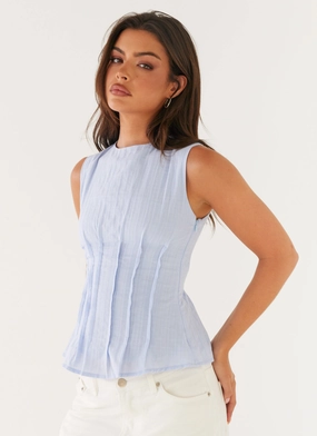 Soft Sweater Franco Tie Back Top - Blue