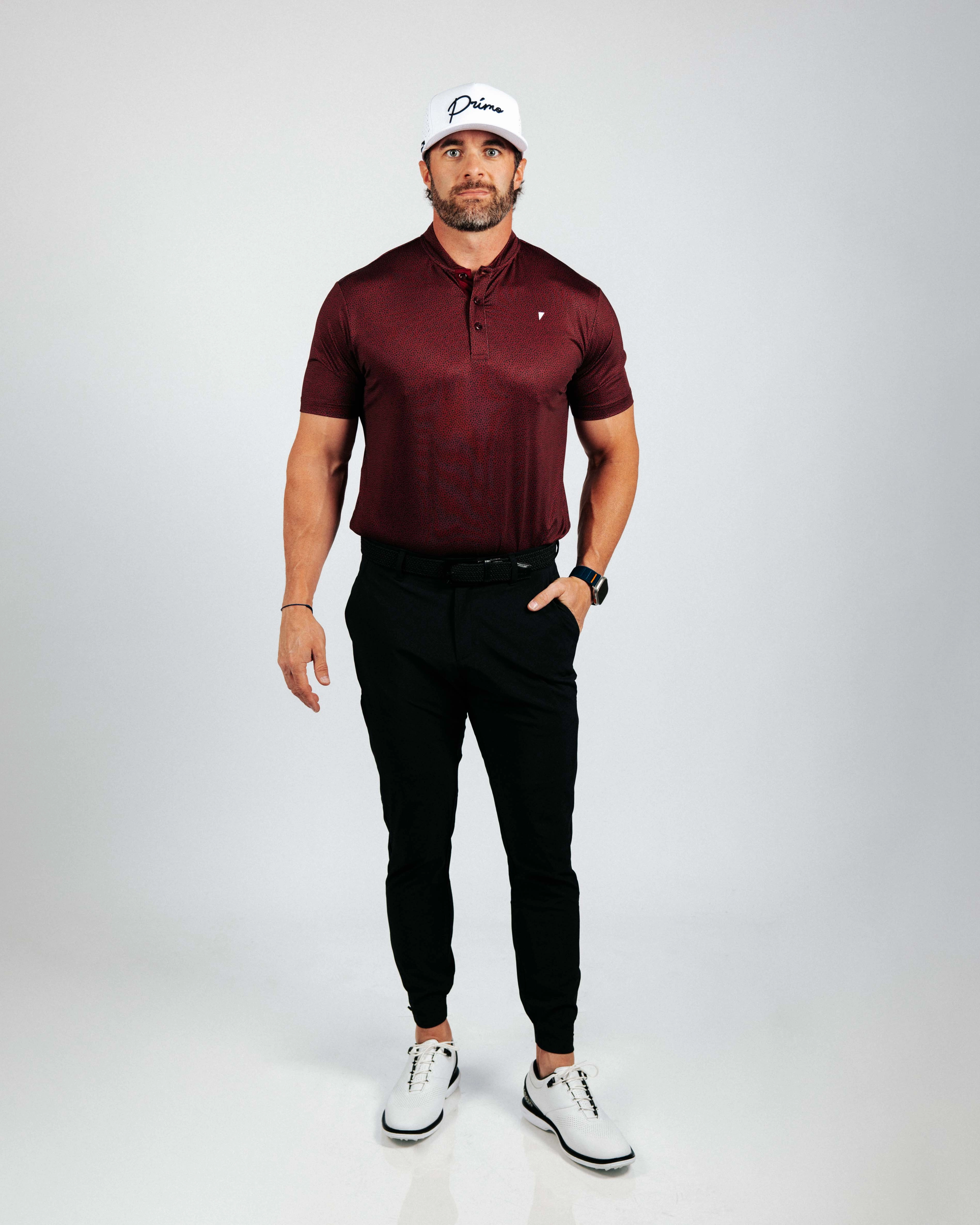 Maroon Pebble Blade Polo Architectural Tailoring UV Protective Layer