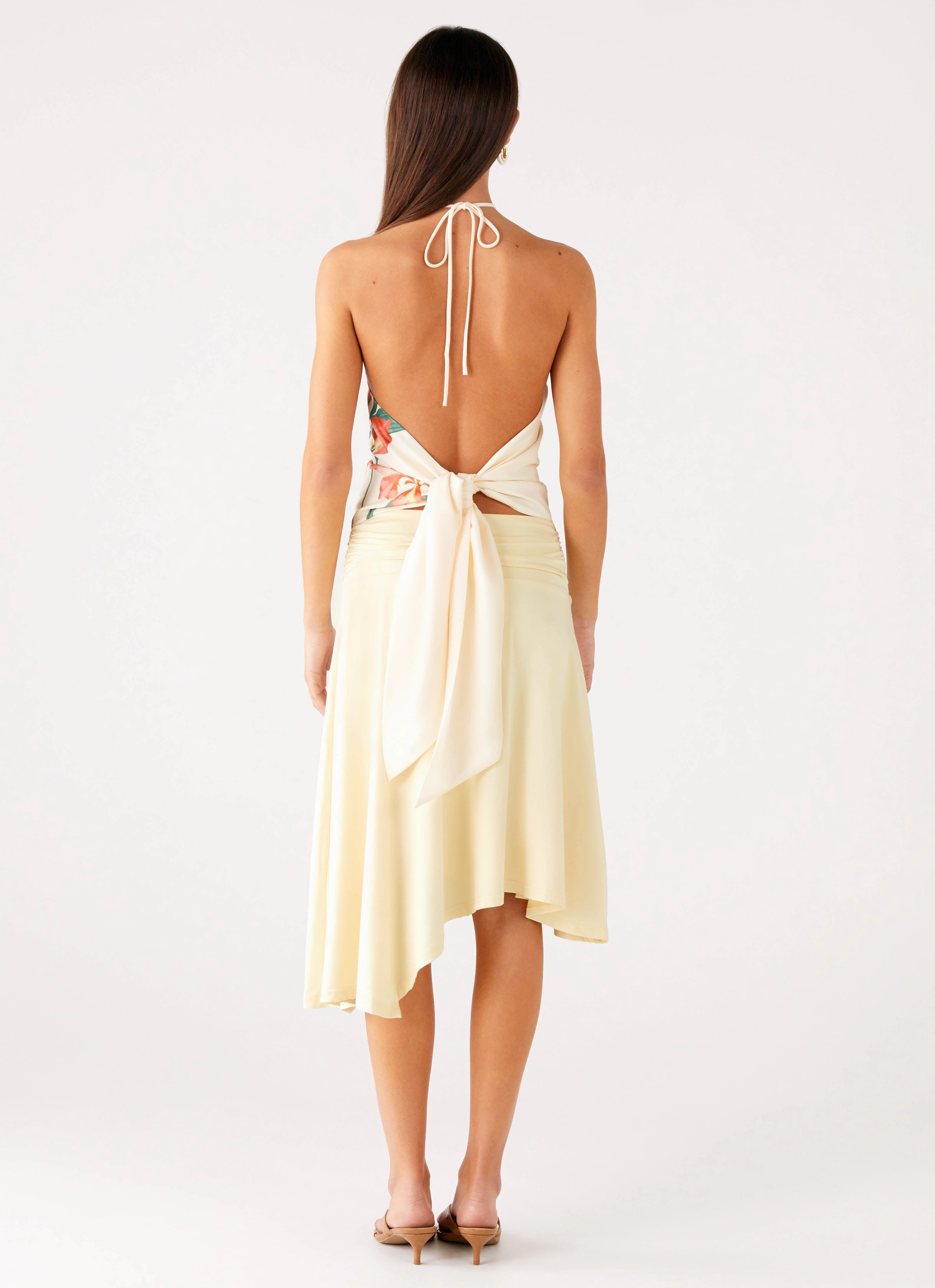Loreta Beaded Tie Back Top - Siena Floral SnagResistant Fabric