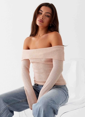 FlexibleKnit Rina Long Sleeve Knit Top - Blush