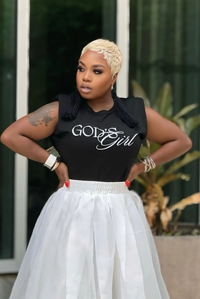 God??s Girl Shoulder Padded Shoulder Muscle T-Shirt-Black LowMaintenanceFabric FrictionResistantEdges