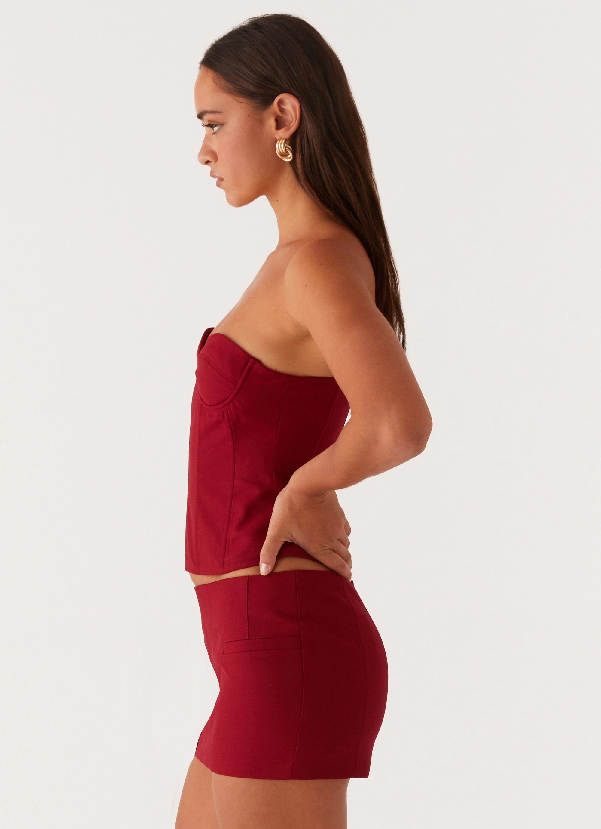 HighStretchElastic Armelle Corset Top - Maroon