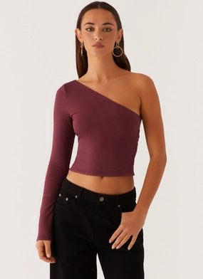 Hawkins Open Back One Shoulder Top - Mulberry Flowy Tunic