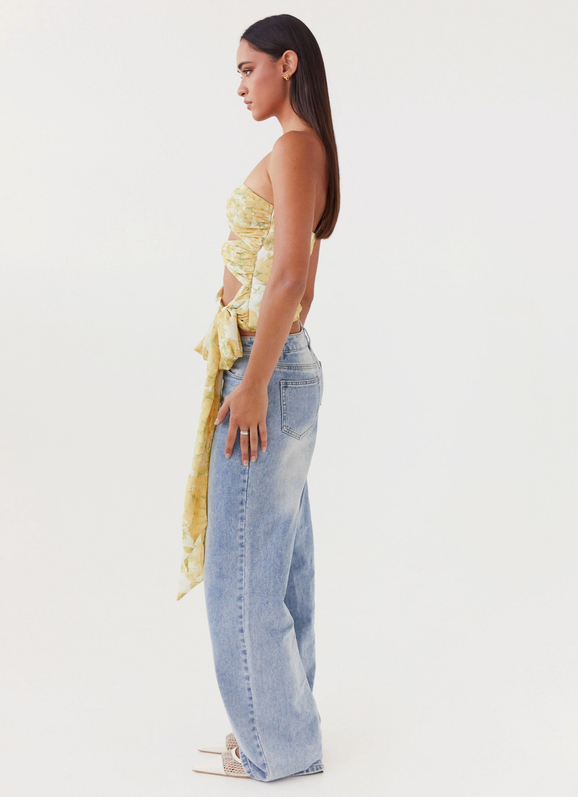 All Weather Performance Fabric Lightweight Weave Material Sunlight Cascade Top - Daffodil