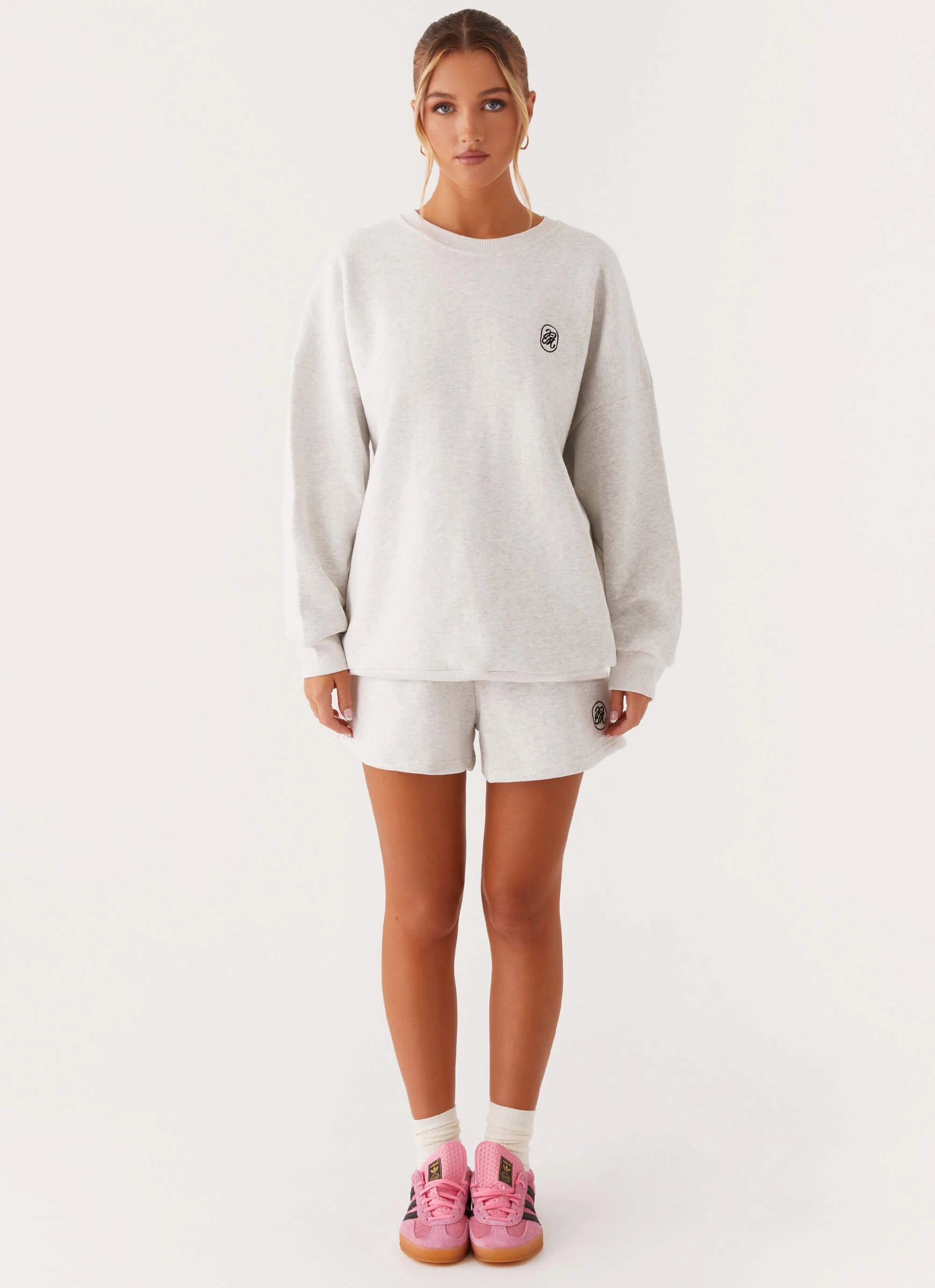 Anti Static Lining Signature Oversized Sweatshirt - Grey