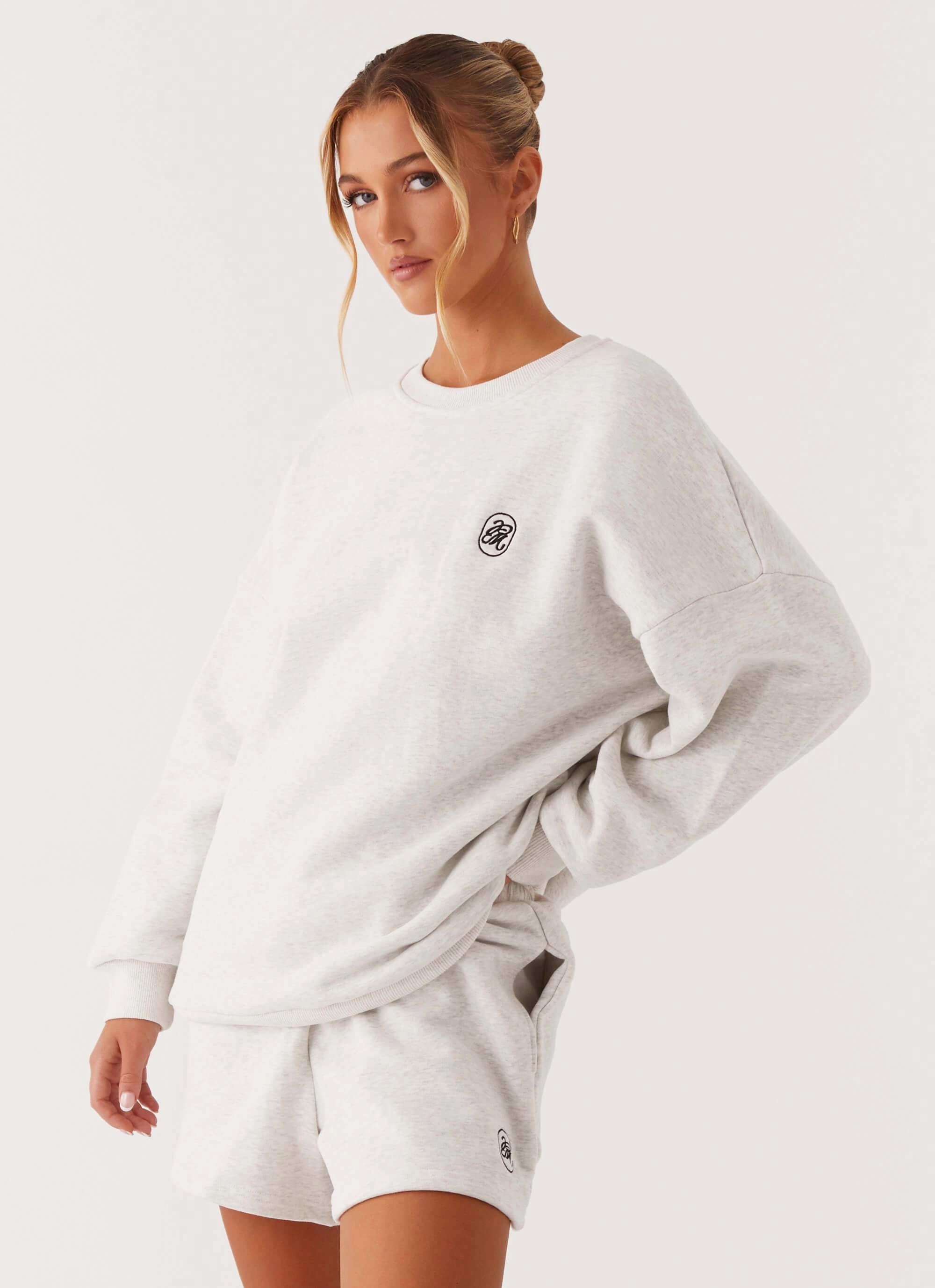 Signature Oversized Sweatshirt - Grey QuiltedPattern