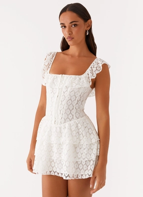 Paradise Dreams Corset Mini Dress - White Comfy Flex