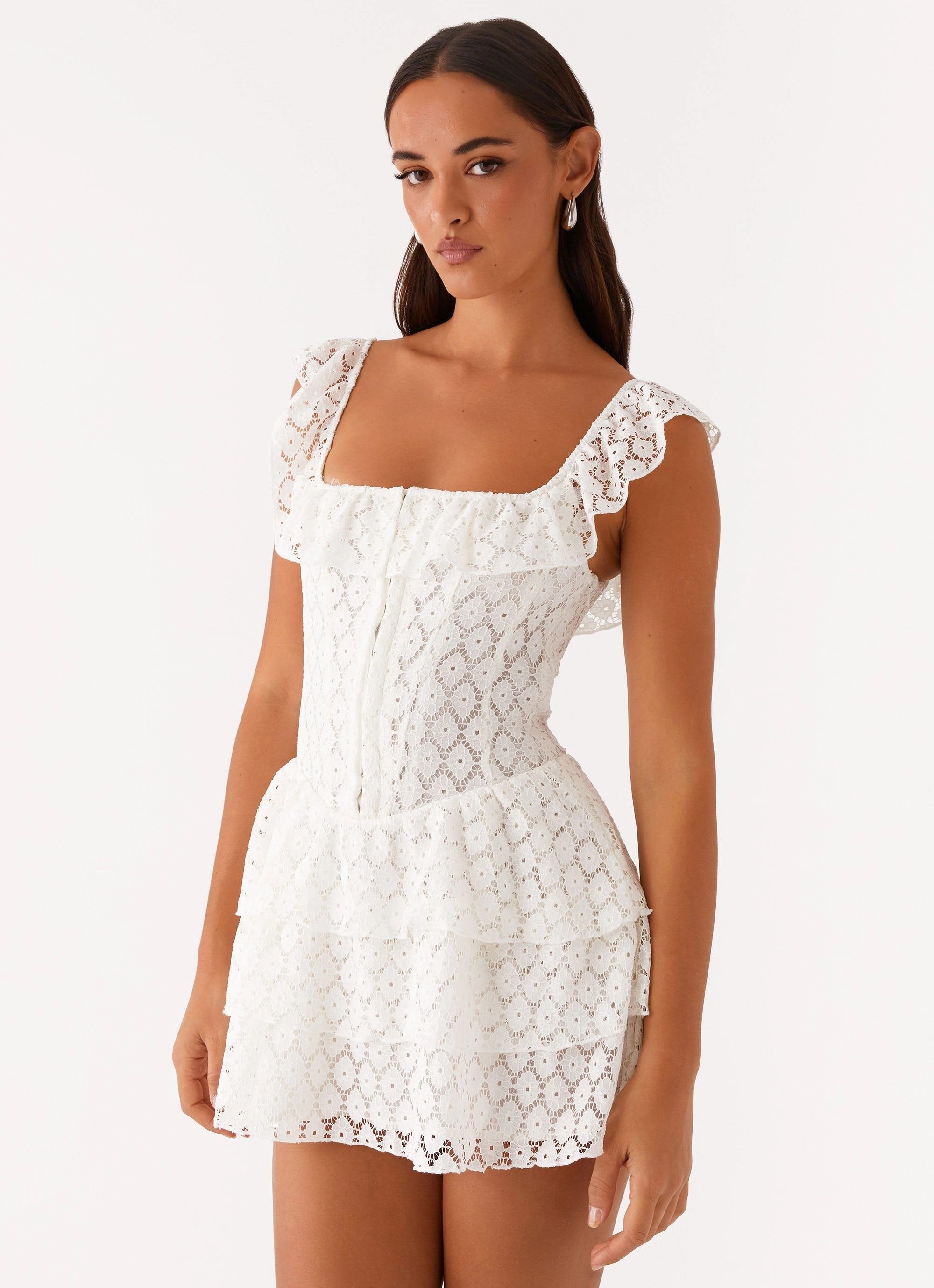 Paradise Dreams Corset Mini Dress - White Comfy Flex