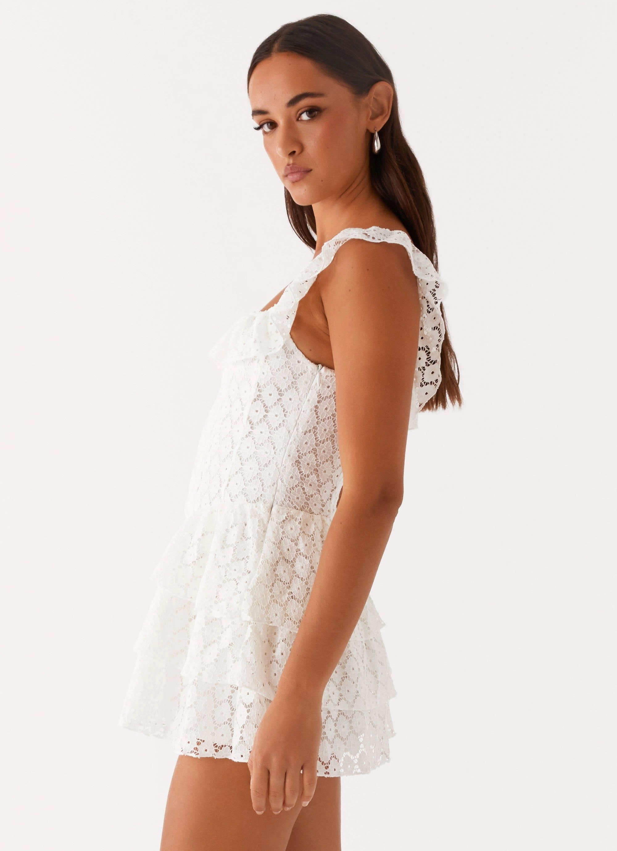 City Rhythm Polished Finish Paradise Dreams Corset Mini Dress - White