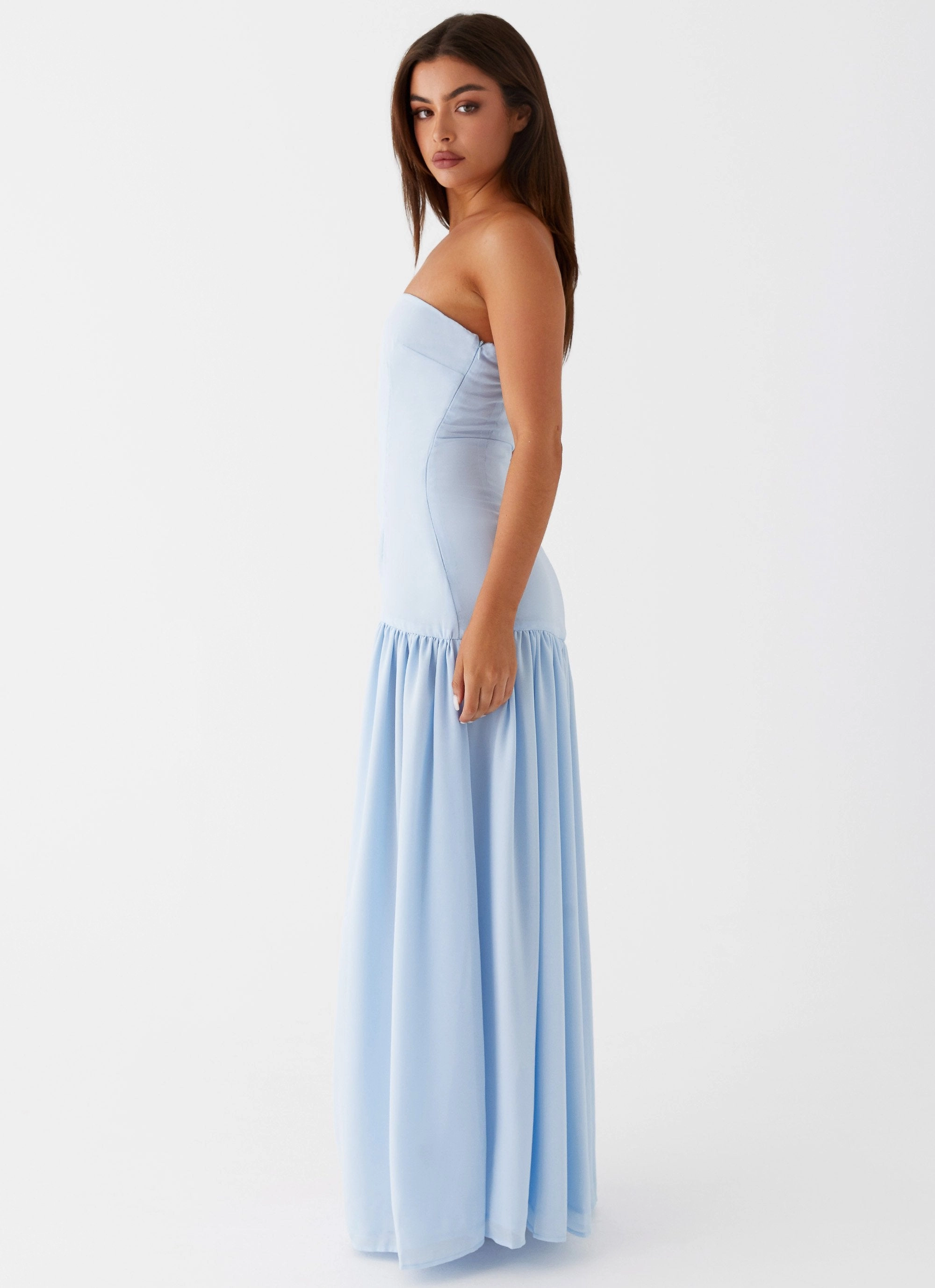 Flattering Shape Wear Light Elegance Eden Strapless Maxi Dress - Blue