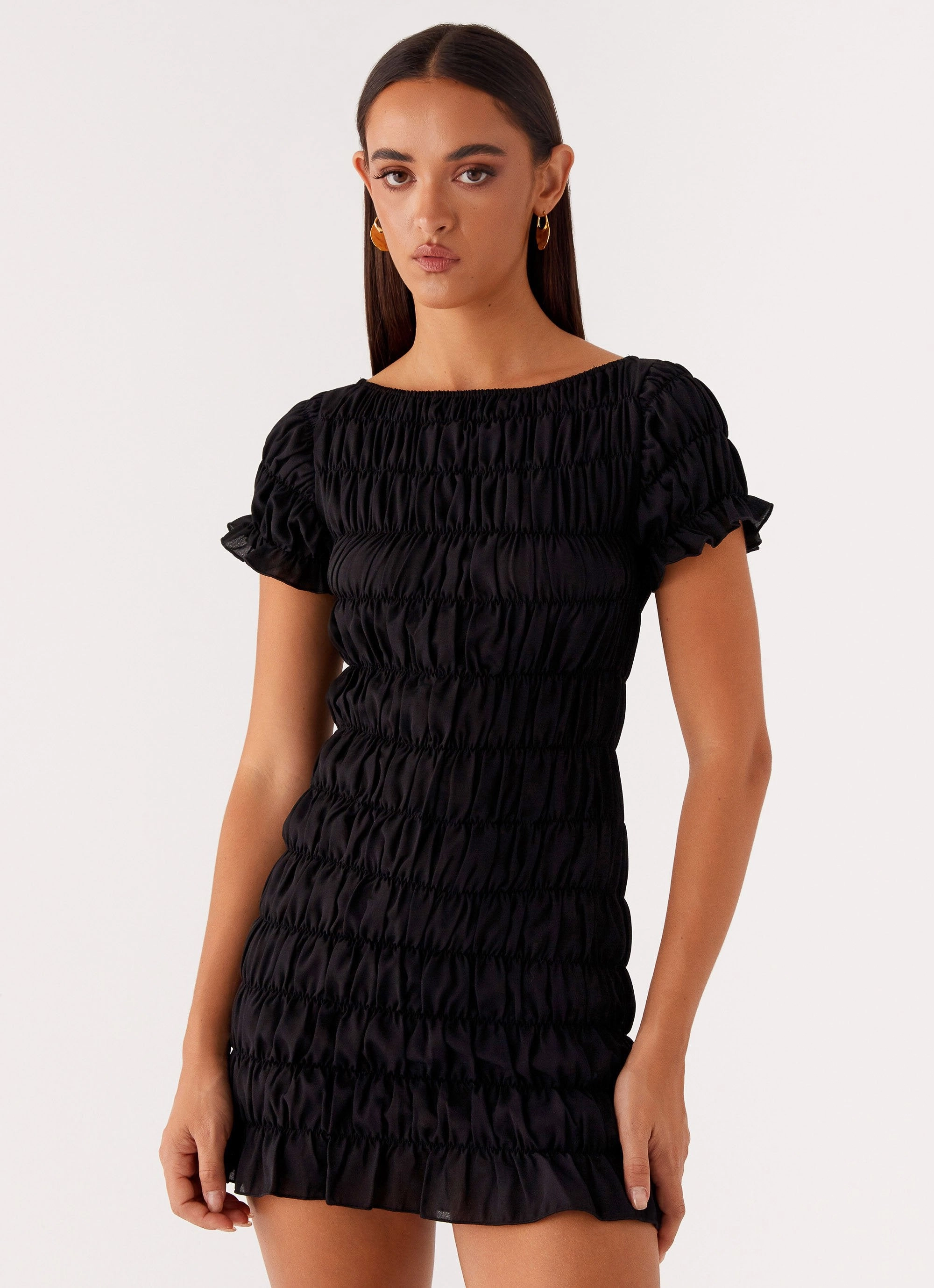 Light Wear Rita Ruched Mini Dress - Black