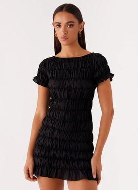 Light Wear Rita Ruched Mini Dress - Black