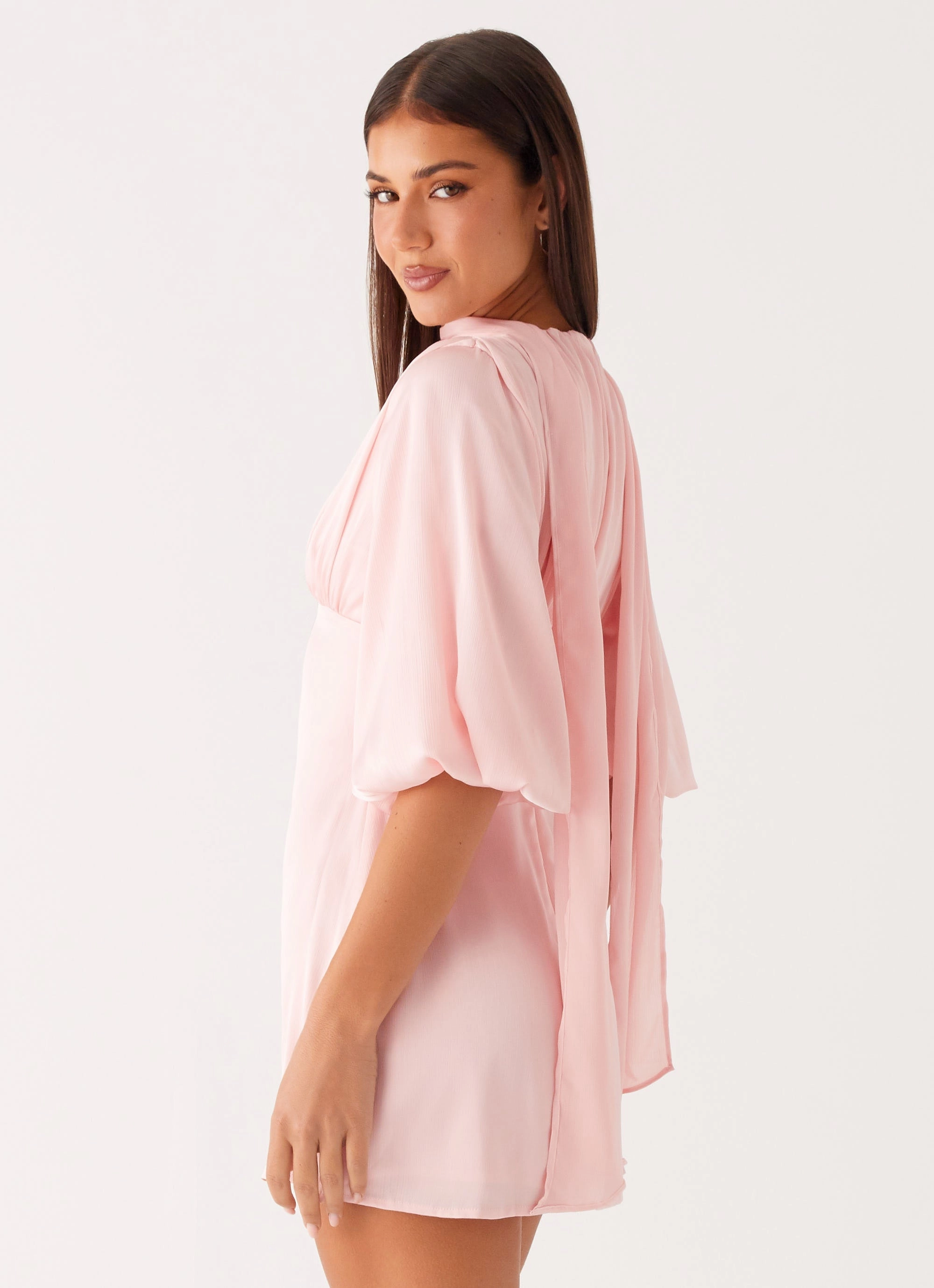 Wrap-Style Mary Mini Dress - Pink